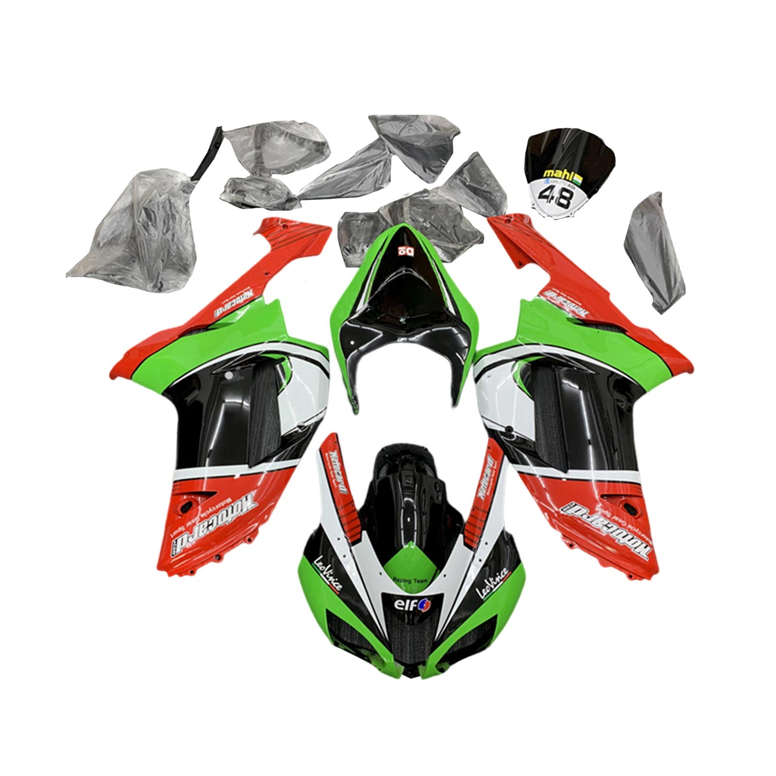 Amotopart 2007-2008 Kawasaki ZX6R 636 Red&Orange Fairing Kit