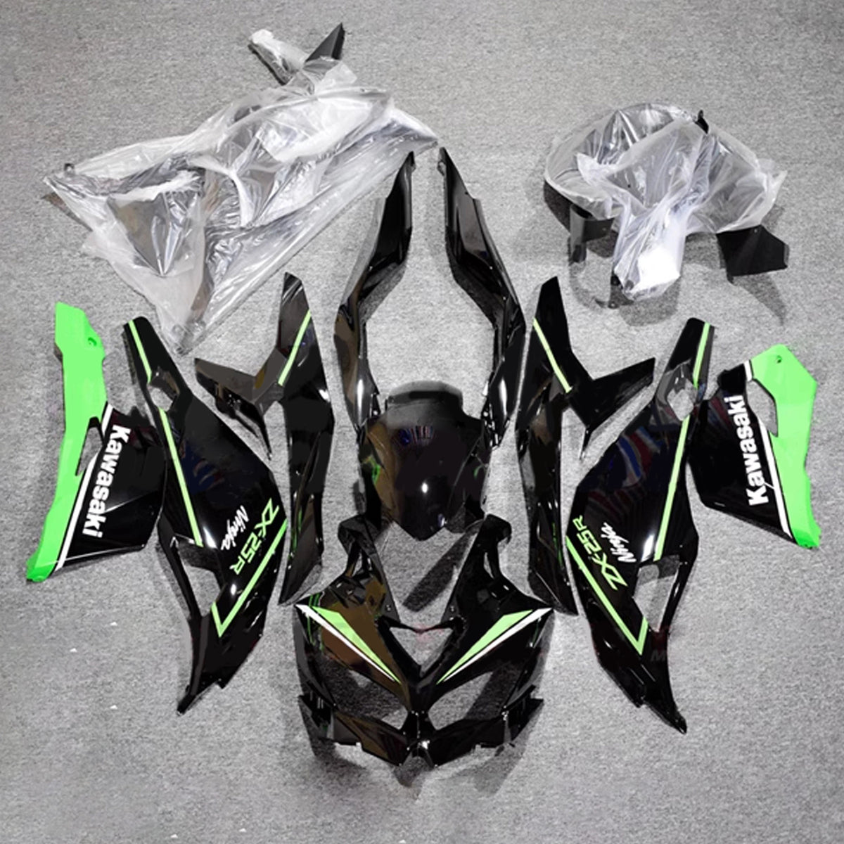 Amotopart 2019-2024 Kit carena Ninja ZX-25R ZX-4R ZX-4RR Kawasaki Nero&amp;Verde