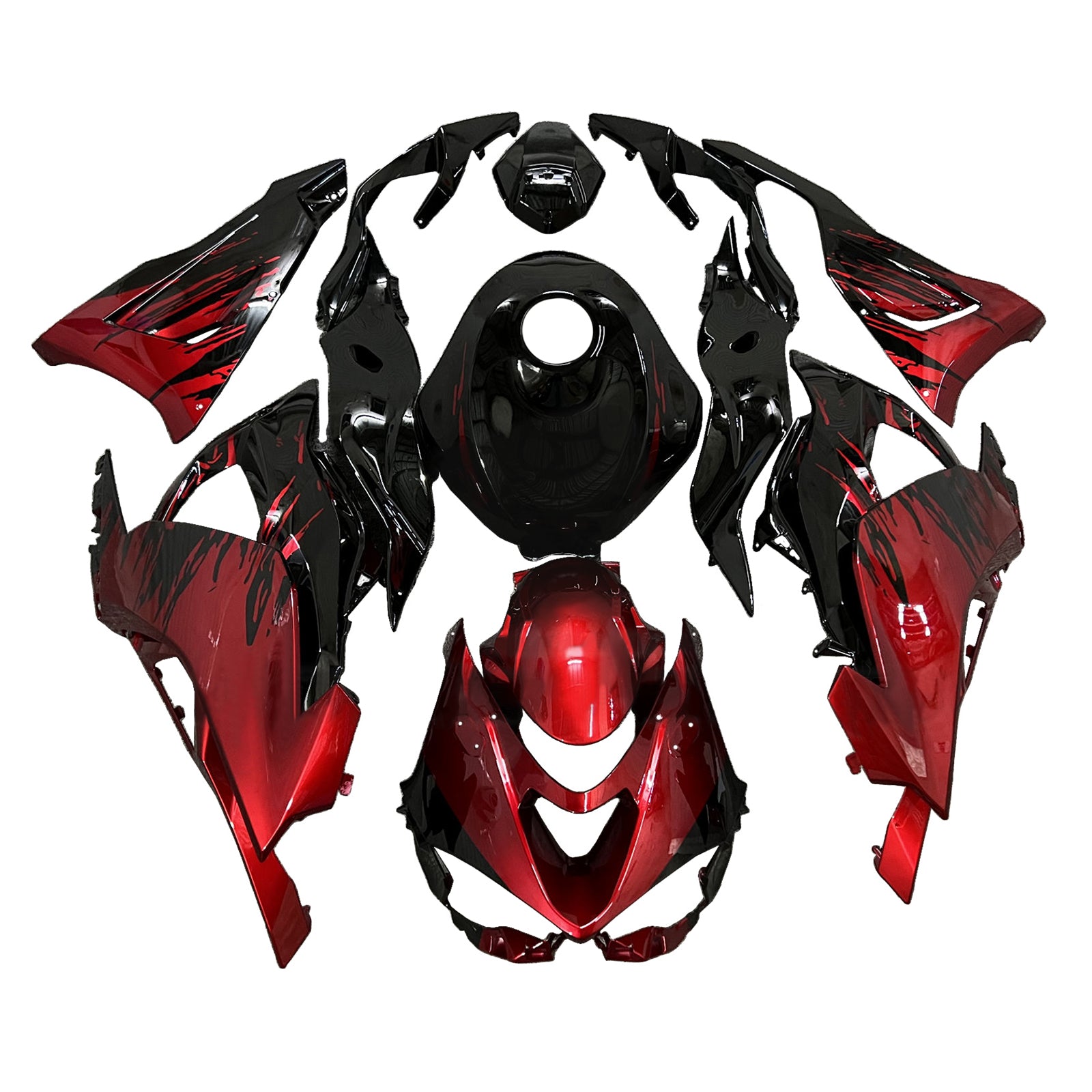 Amotopart 2024-2025 Kawasaki ZX-6R Glossy Red Black Fairing Kit