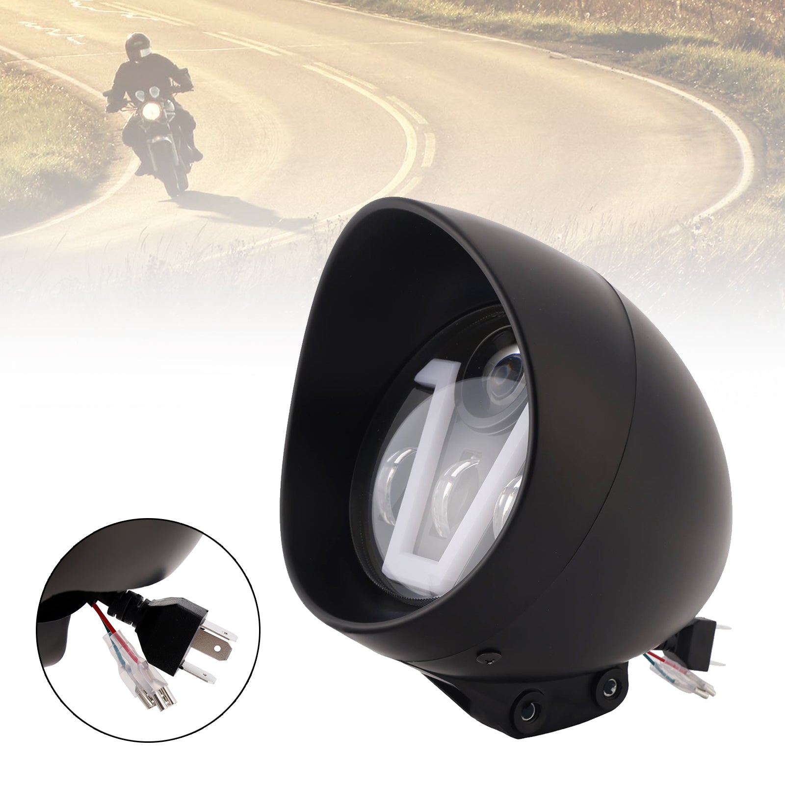 5.75" Motorcycle Spotlight Headlight Led 4000lm For Cruise Cafe Racer Chrome