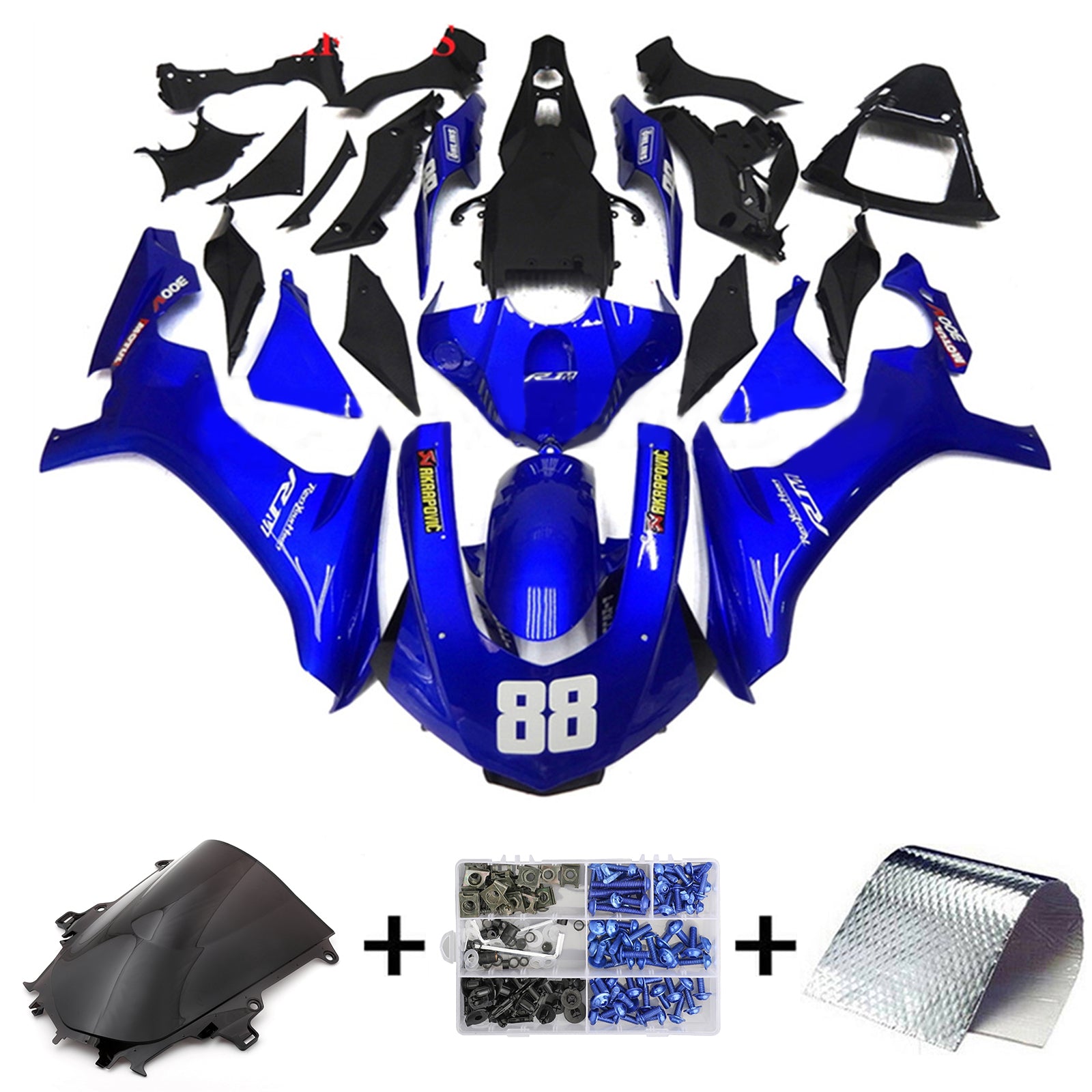 Amotopart Verkleidungsset für Yamaha YZF 1000 R1 2015–2019, glänzendes Blau