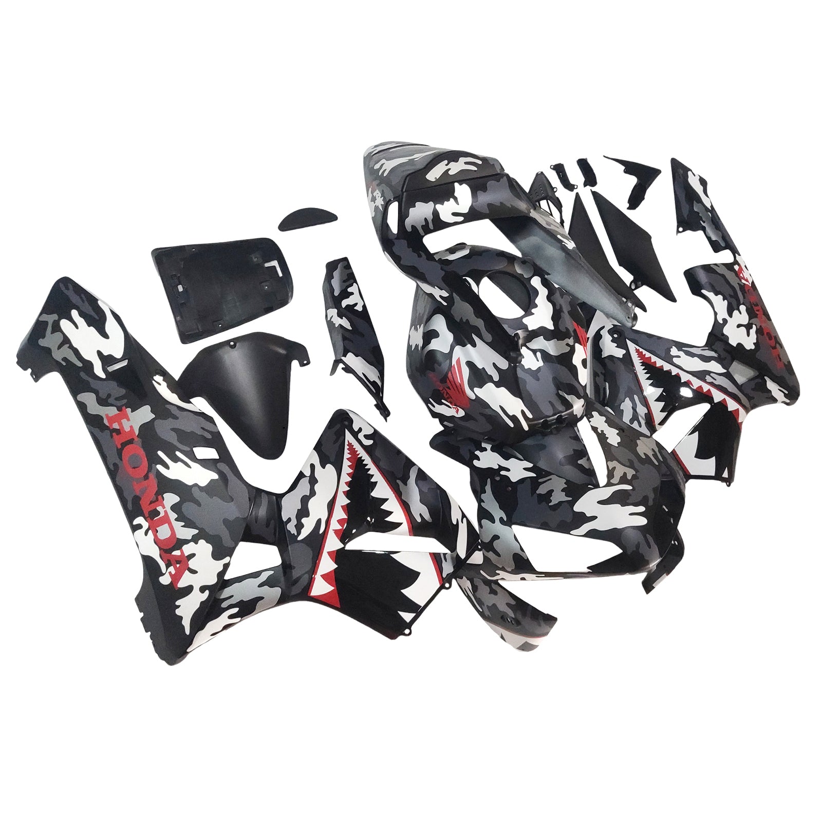 Amotopart 2003-2004 Honda CBR600RR Black White Shark Fairing Kit