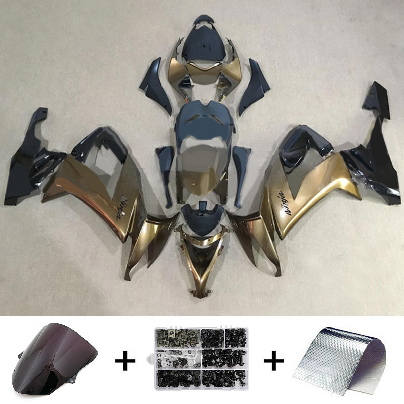 Kit de carénage Amotopart 2008-2010 Kawasaki ZX10R doré