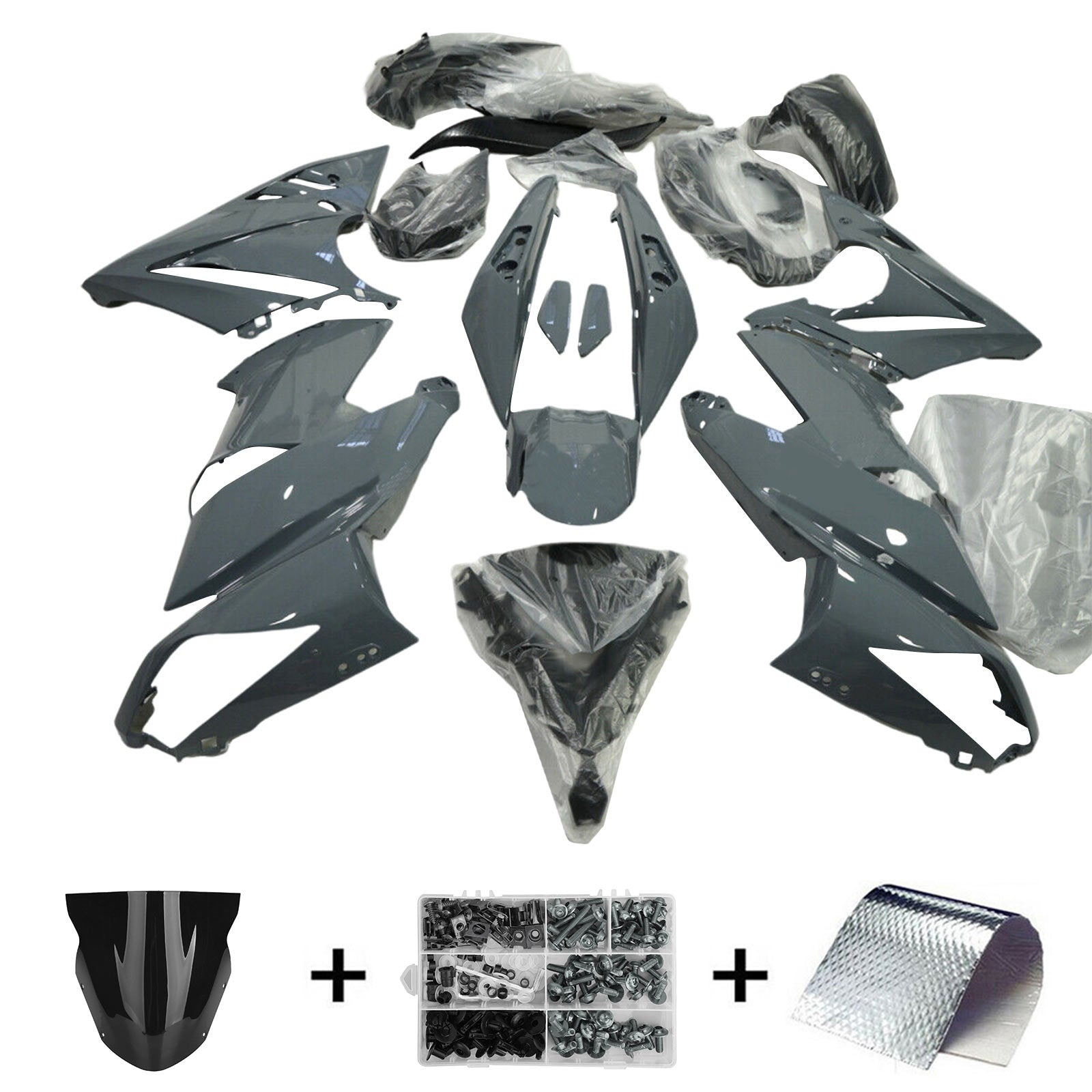 Amotopart Verkleidungssatz für Kawasaki Ninja650 EX650, 2009–2011, Grau