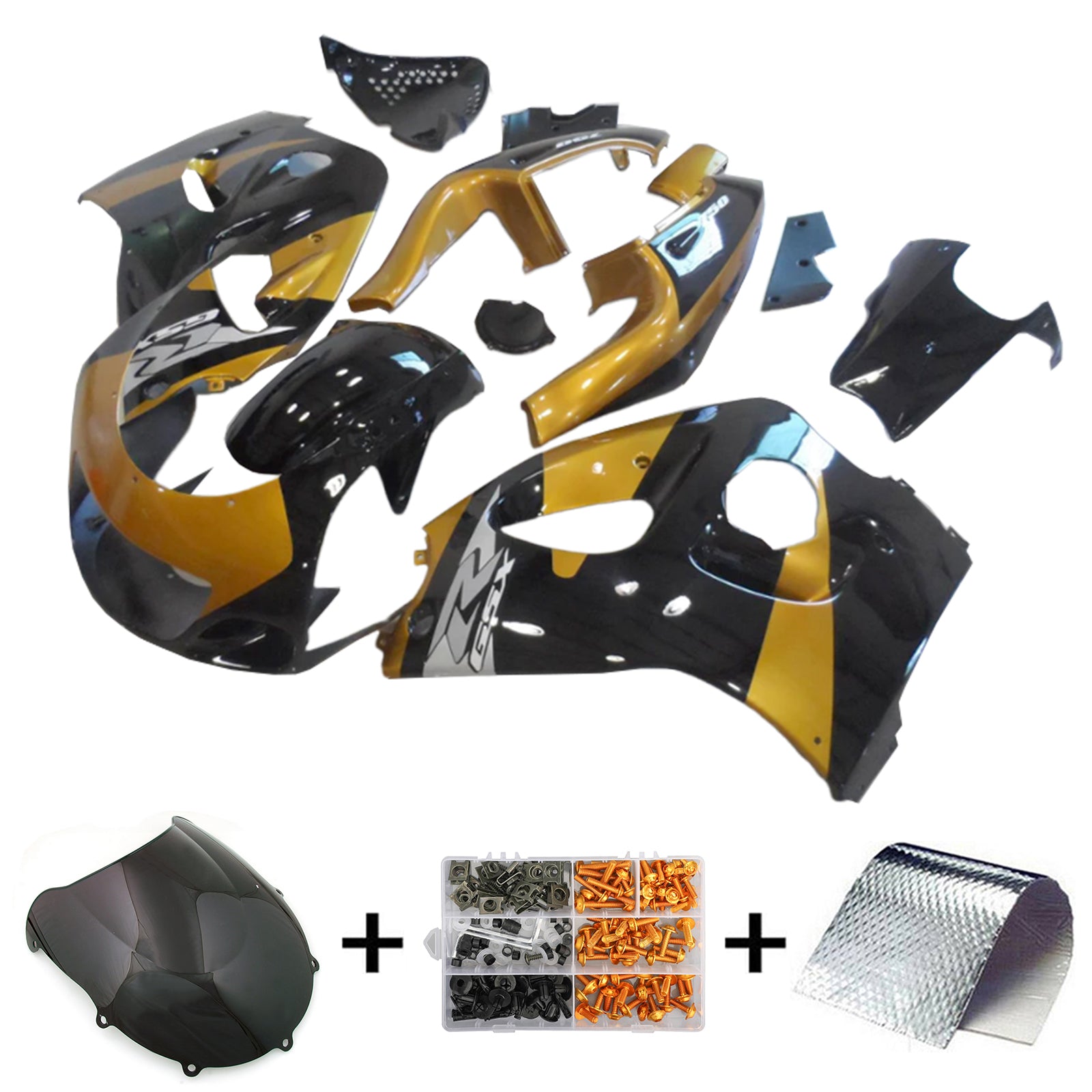 Amotopart GSXR600 1996-2000 GSXR750 1996-1999 Kit de carénage Suzuki or et noir