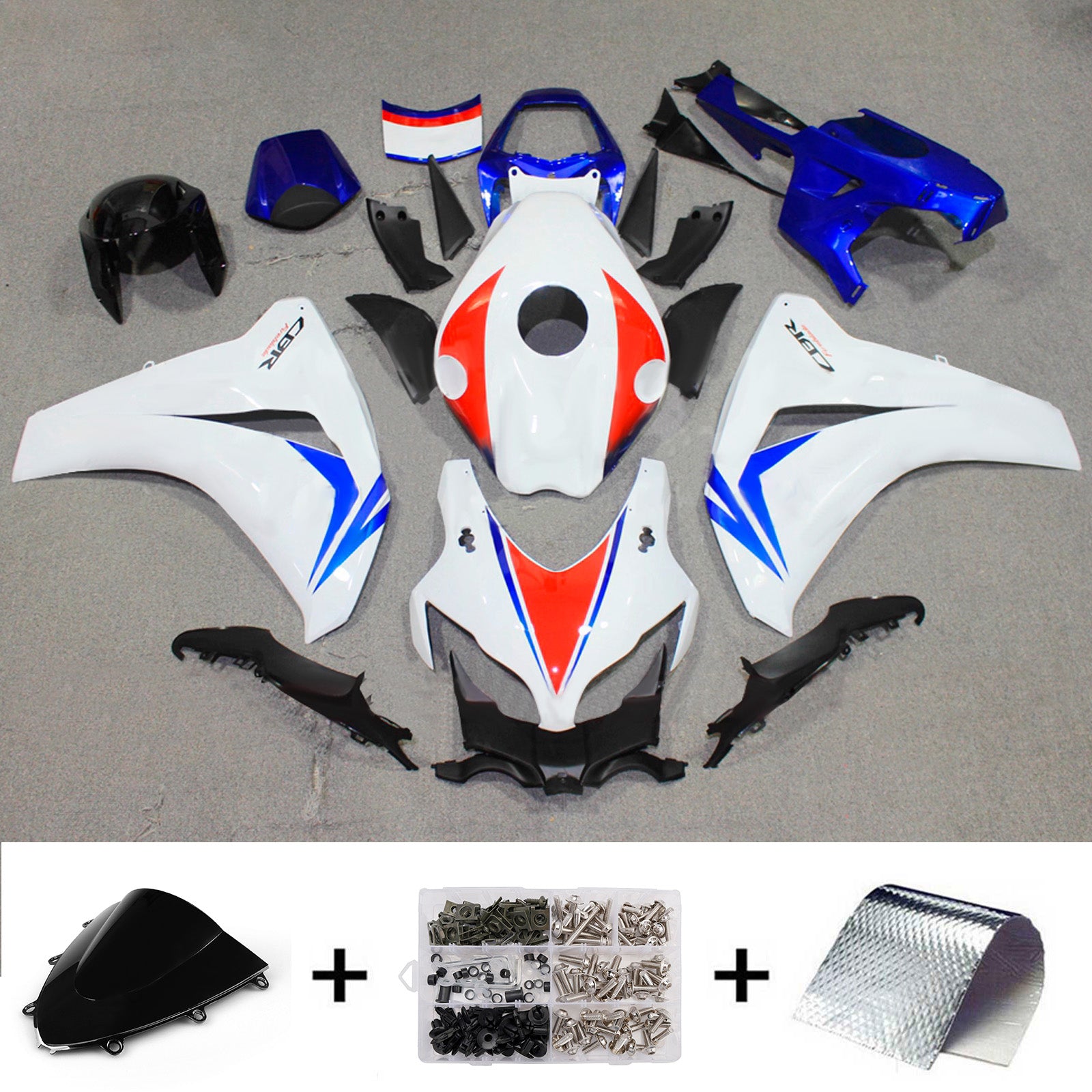 Amotopart 2008-2011 Honda CBR1000RR White/Blue/Red Fairing Kit