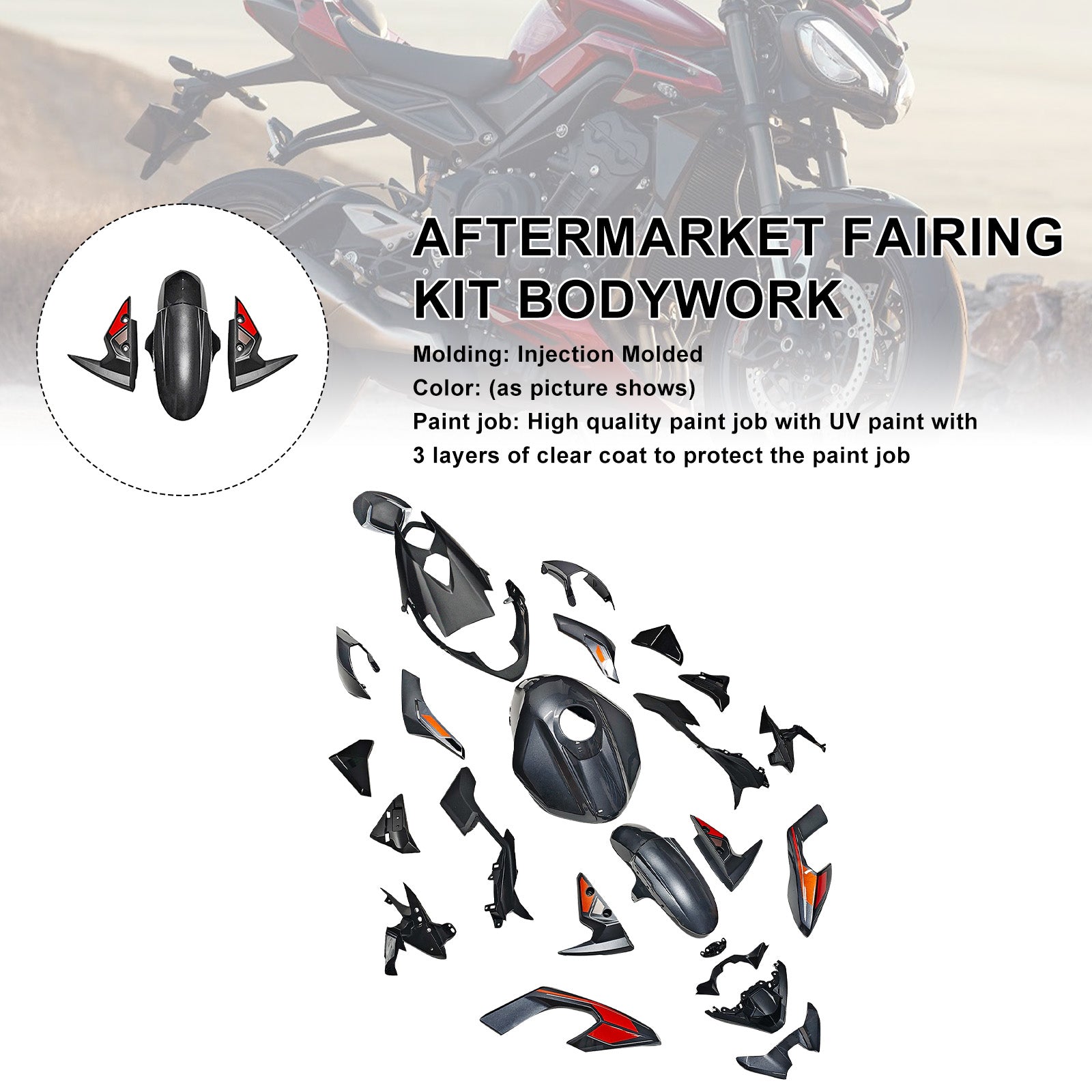 Amotopart 2023–2025 Triumph Street Triple 765 R/RS Verkleidungsset-Kollektion