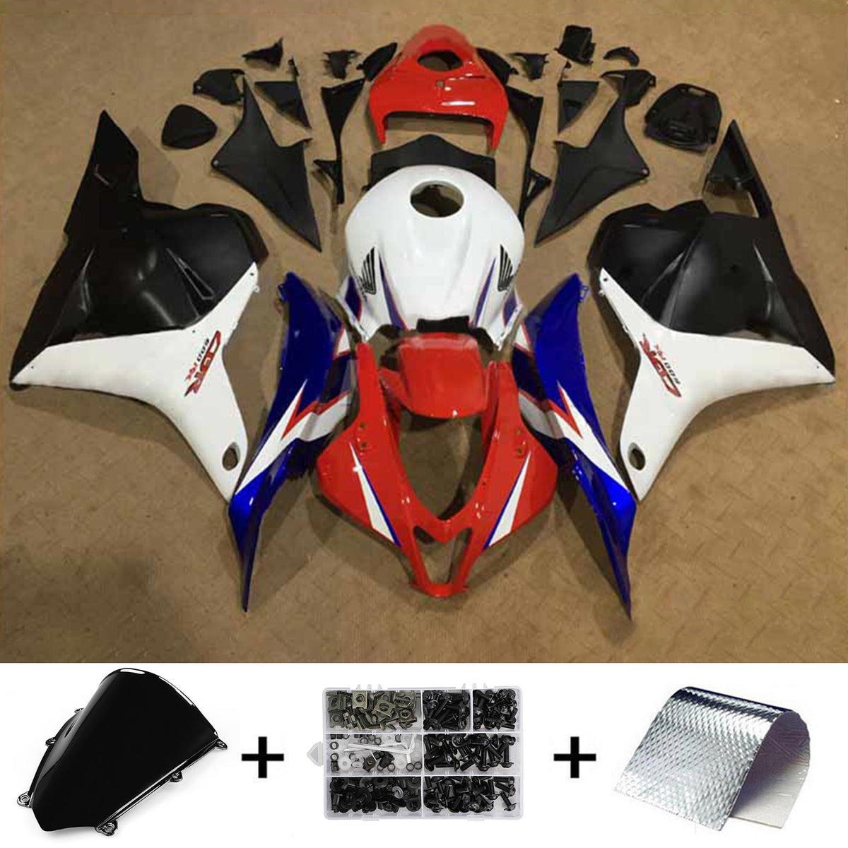 Amotopart 2009-2012 ホンダ CBR600RR ホワイト レッド ブルー フェアリングキット