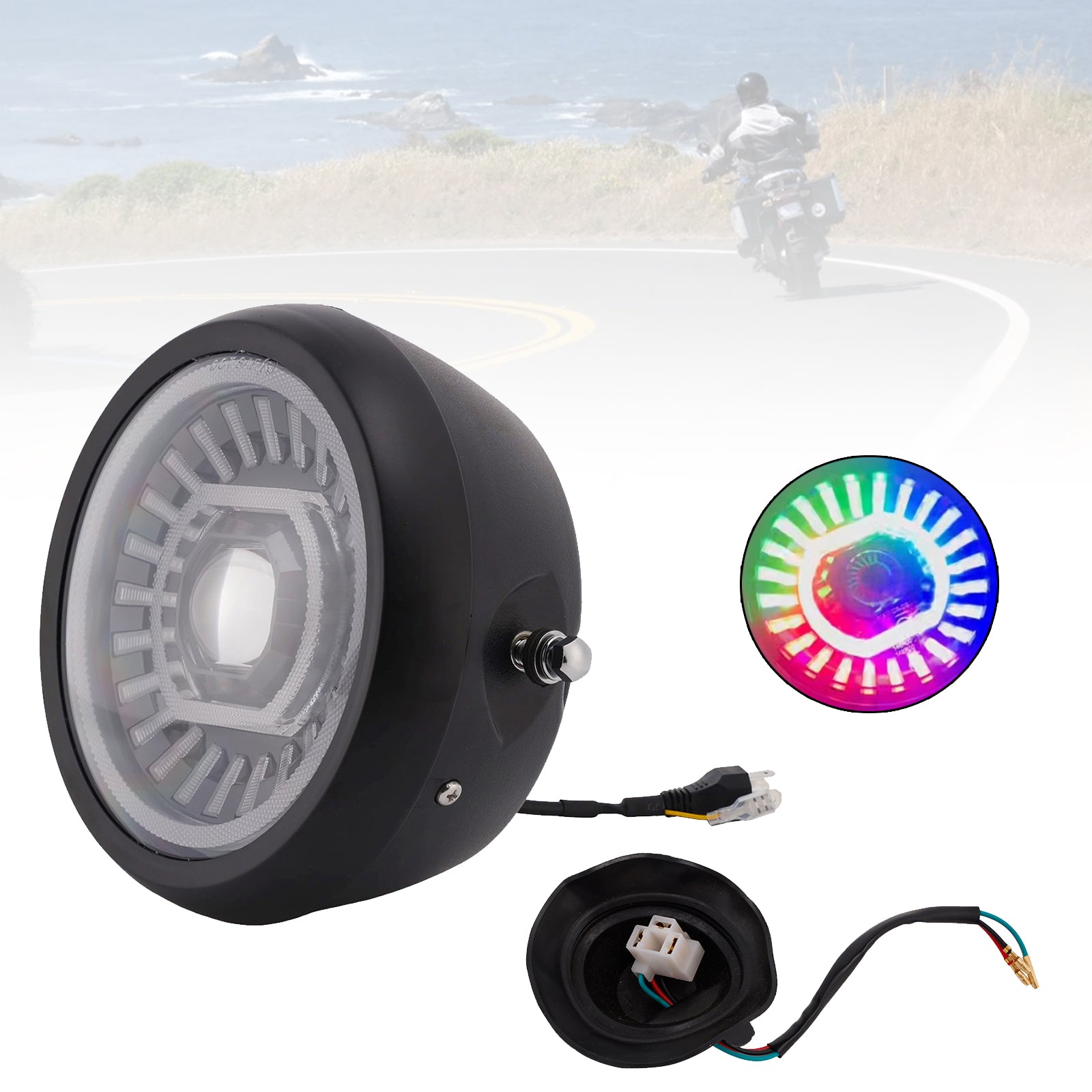 55W 7.5" Beam Headlight Fog Lamp Custom 4000lm Fits For Racer Bobber Chrome