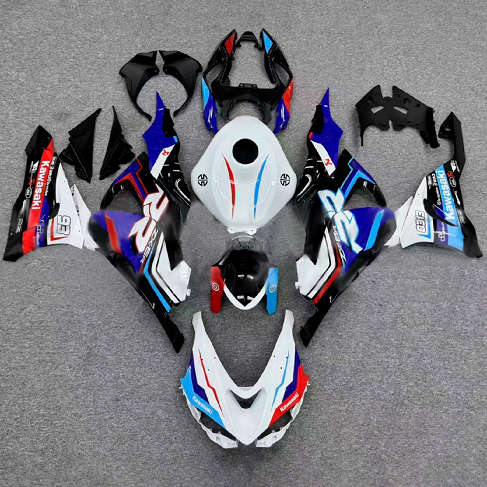 Amotopart 2024-2025 Kawasaki ZX-6R White Blue Black Red Fairing Kit