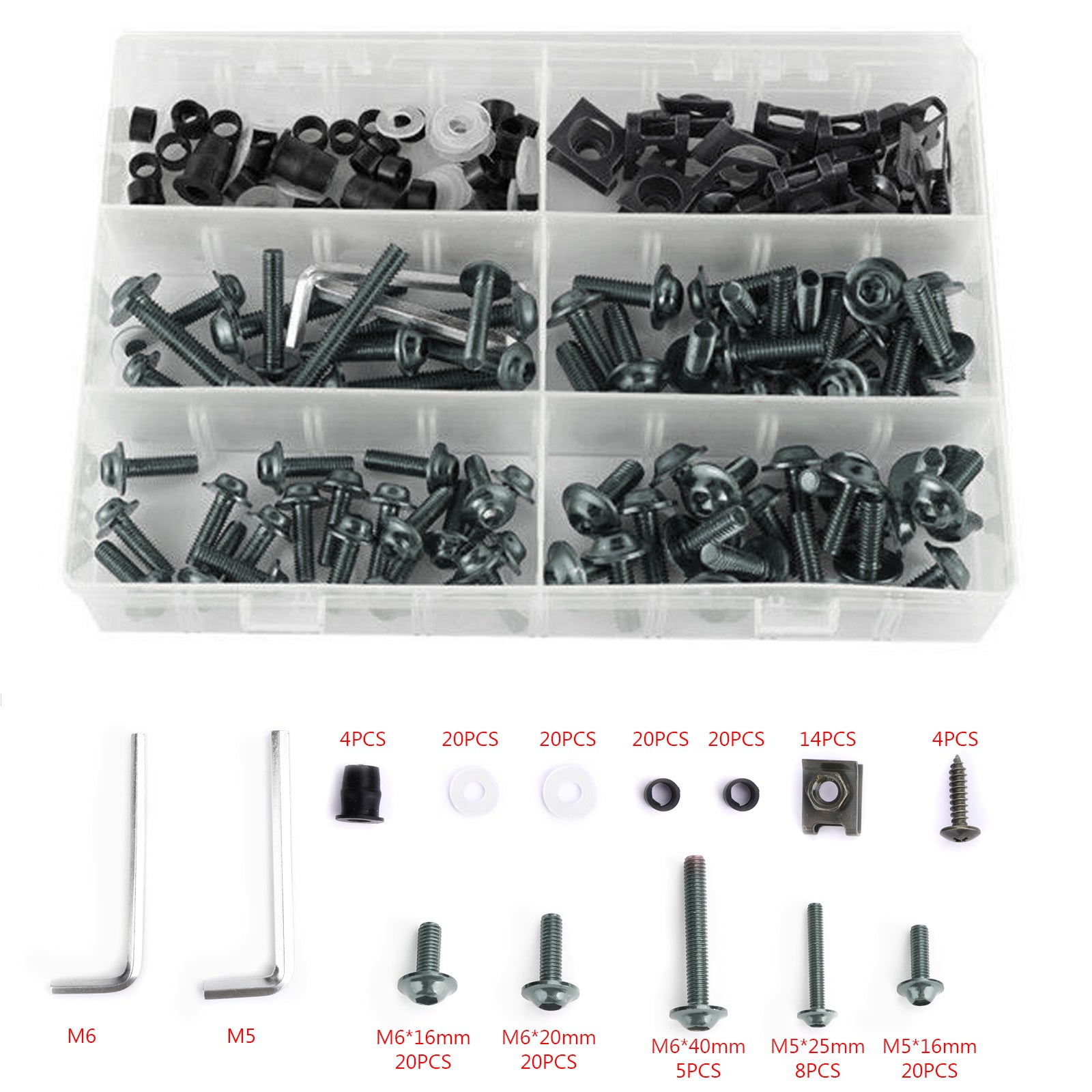 Kit de boulons de carénage pour motos de sport, 177 pièces, vis de fixation M5/M6 en titane