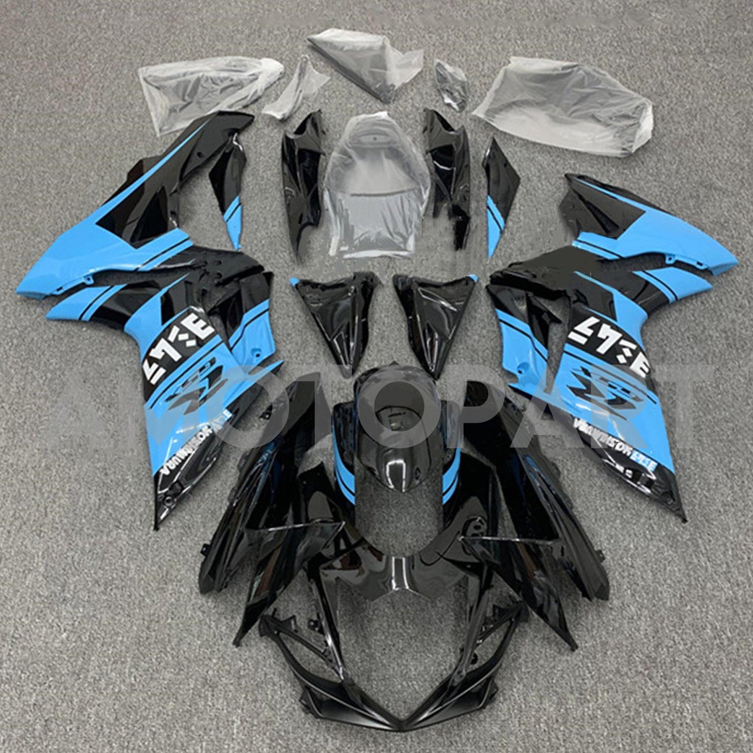 Amotopart 2011-2025 GSXR 600/750 Suzuki Gloss Blue & Black Style 1 Fairing Kit