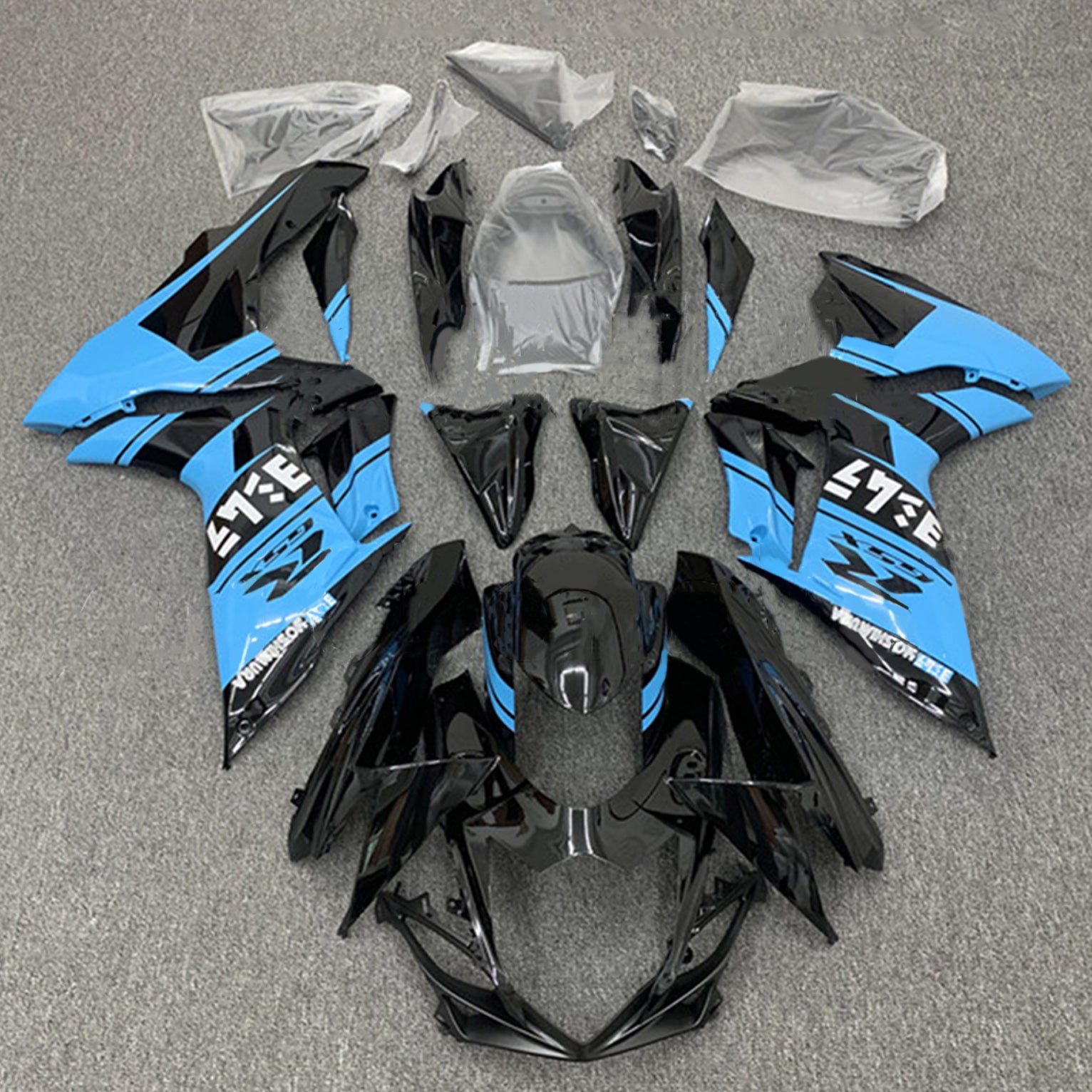 Amotopart 2011-2024 GSXR 600/750 Suzuki Gloss Blue&Black Style1 Fairing Kit