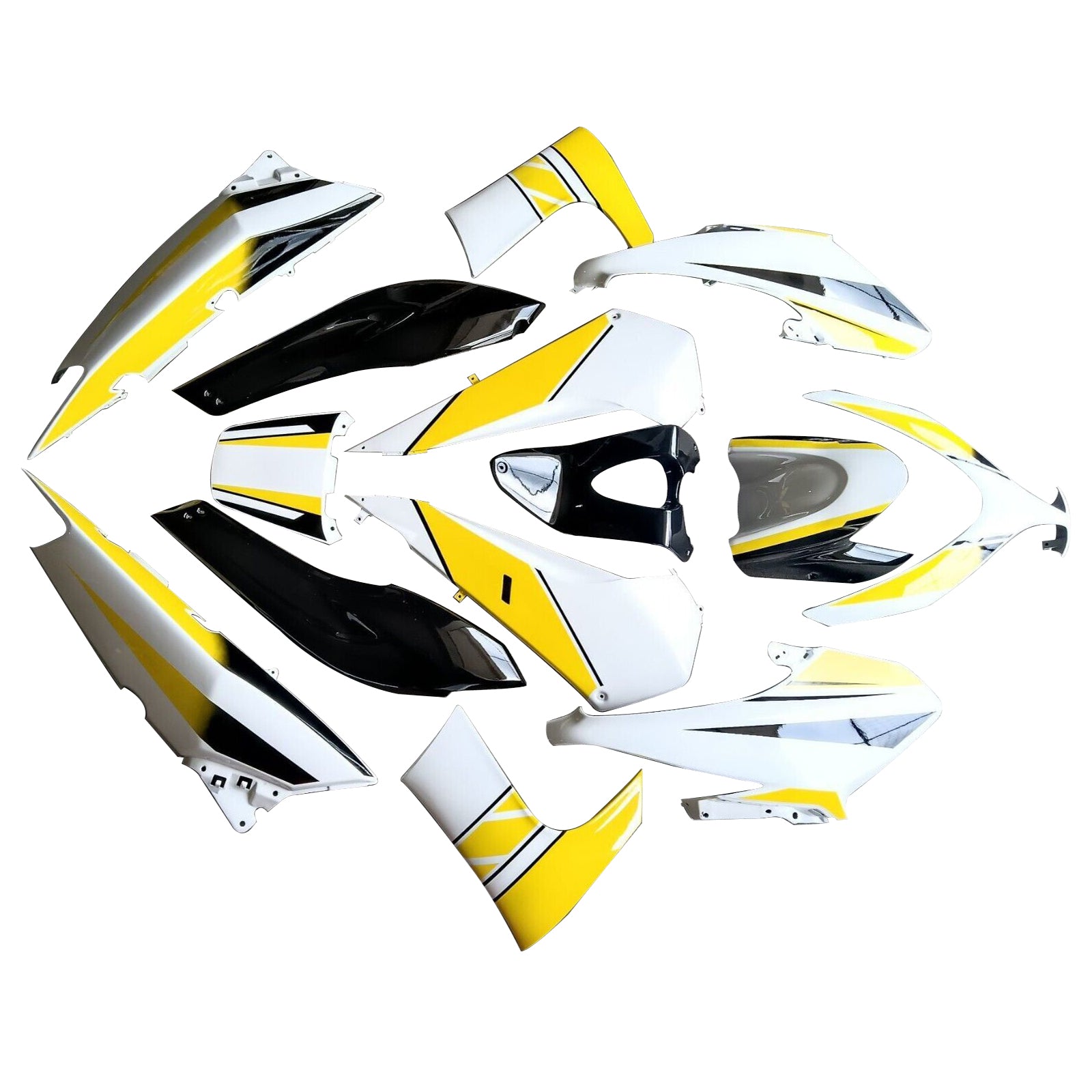 Amotopart Verkleidungssatz für Yamaha T-Max XP500, 2008–2012, Schwarz, Weiß, Gelb