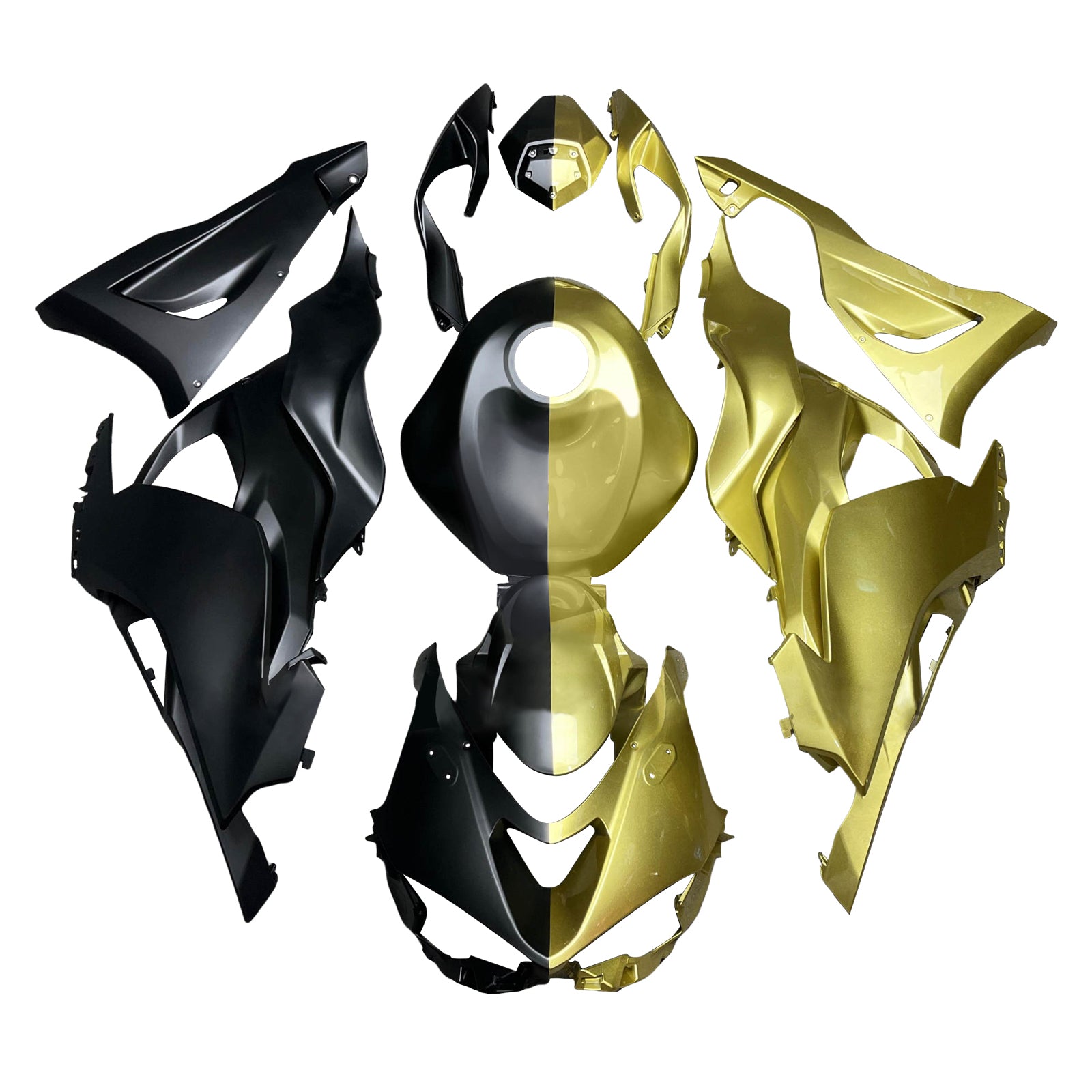 Amotopart 2024-2025 Kawasaki ZX-6R Black Gold Fairing Kit