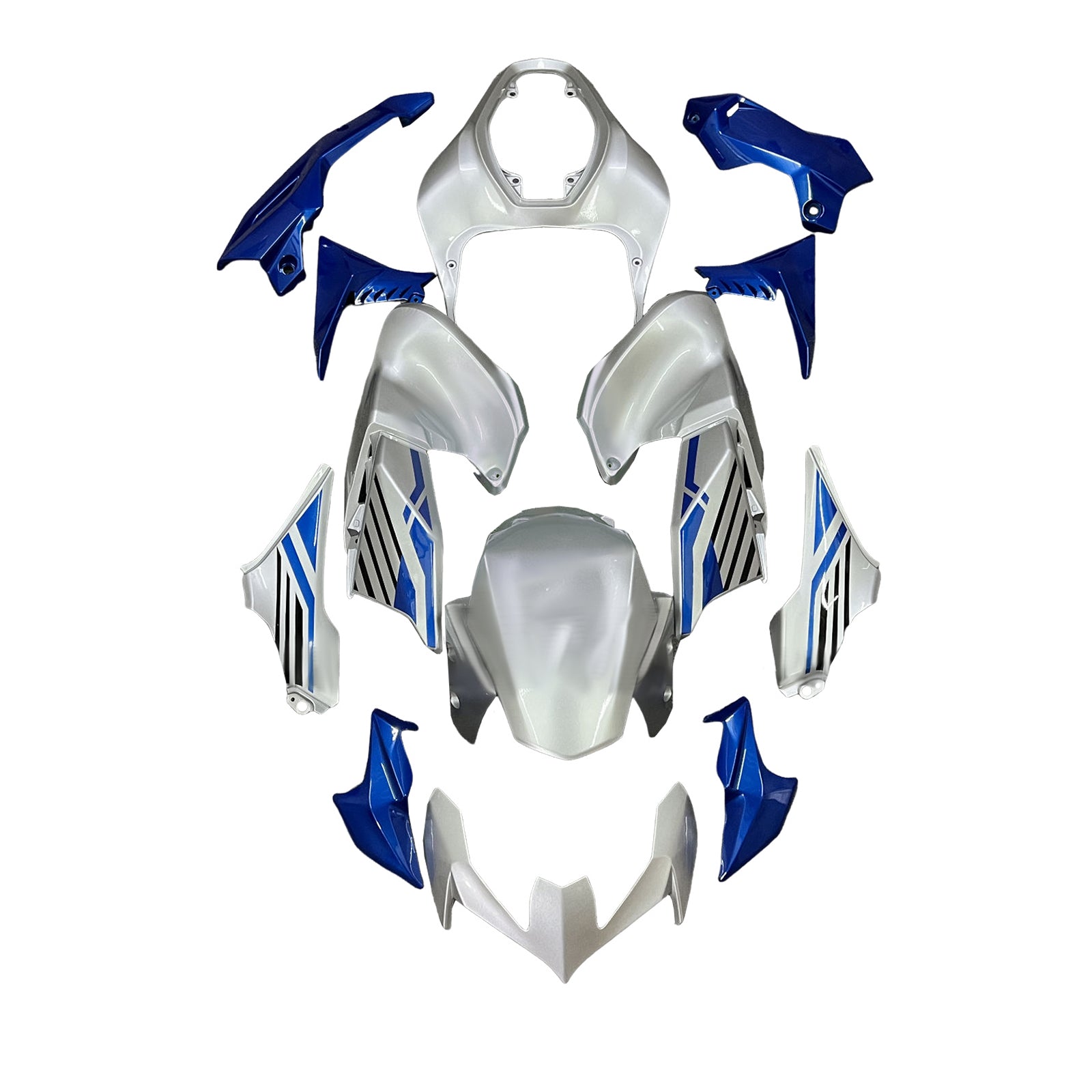 Amotopart 2020-2024 Kawasaki Z900 Silver Blue Fairing Kit