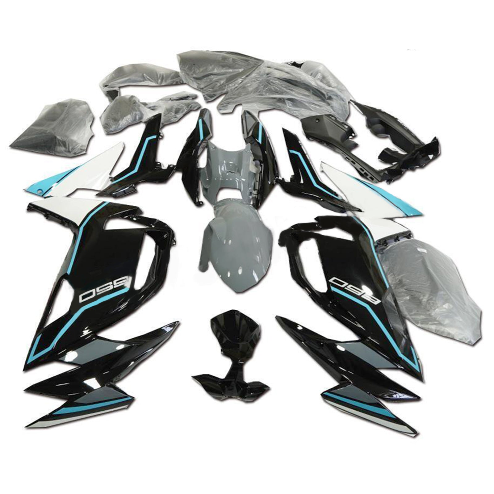 Amotopart 2020-2025 Kawasaki ER-6F Ninja650 Black Grey Fairing Kit