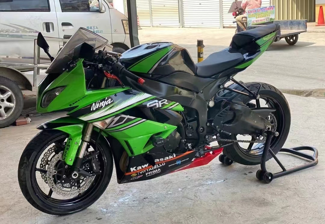 Amotopart Kawasaki 2009-2012 ZX6R 636 Kit de carenado verde Style7