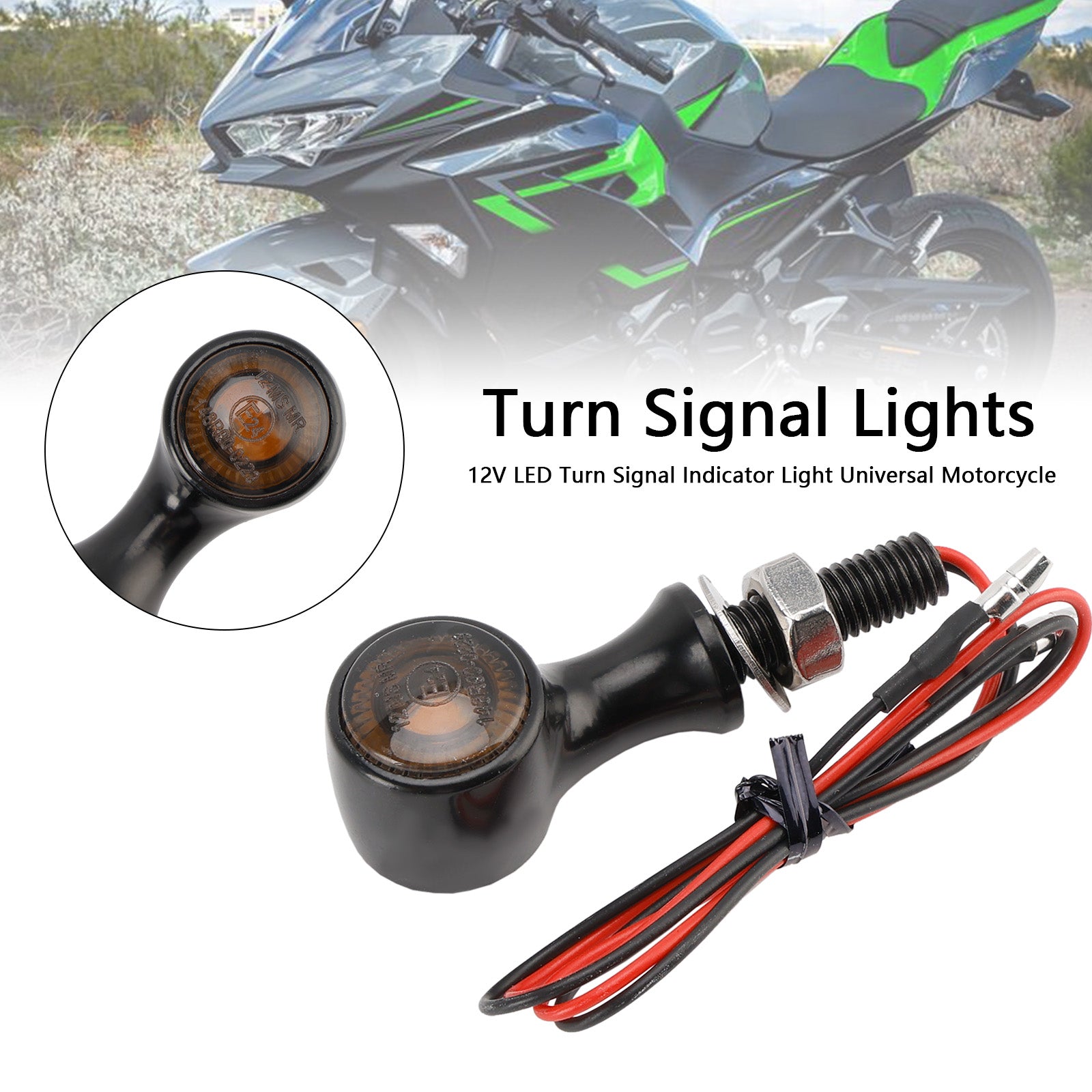 Universal Motorcycle 12V LED Turn Signal Indicator Light 8mm