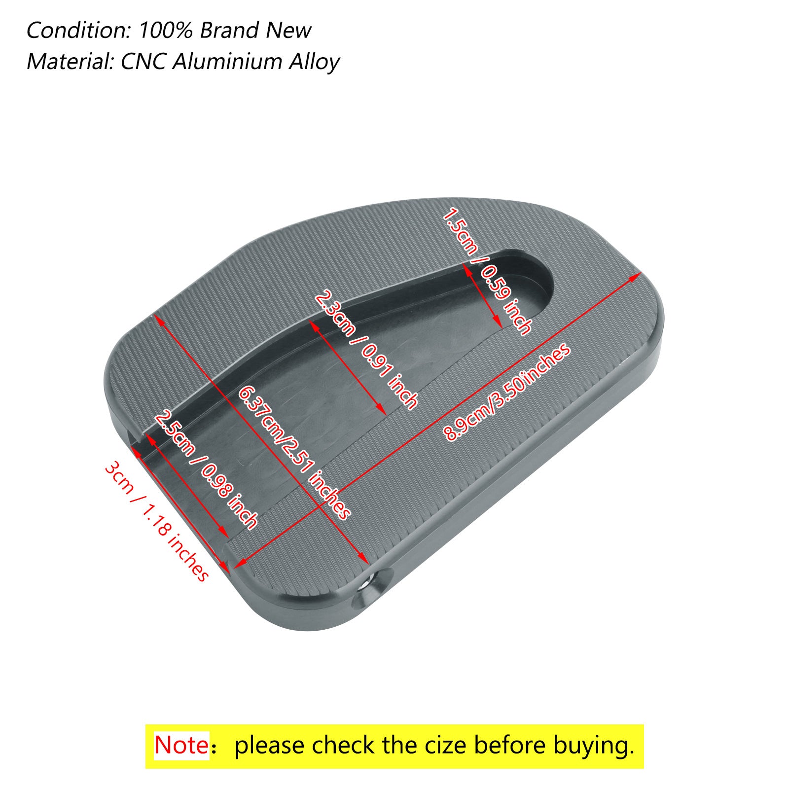 10-17 Honda GoldWing GL1800 Kickstand Sidestand Extension Plate Pad Titanium