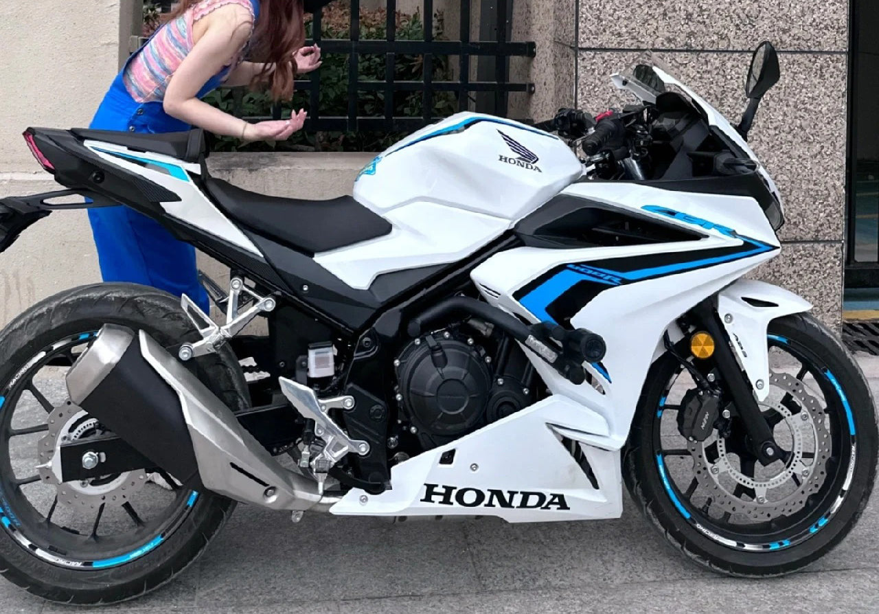 Kit de carenado Amotopart 2022 CBR400R Honda blanco y azul