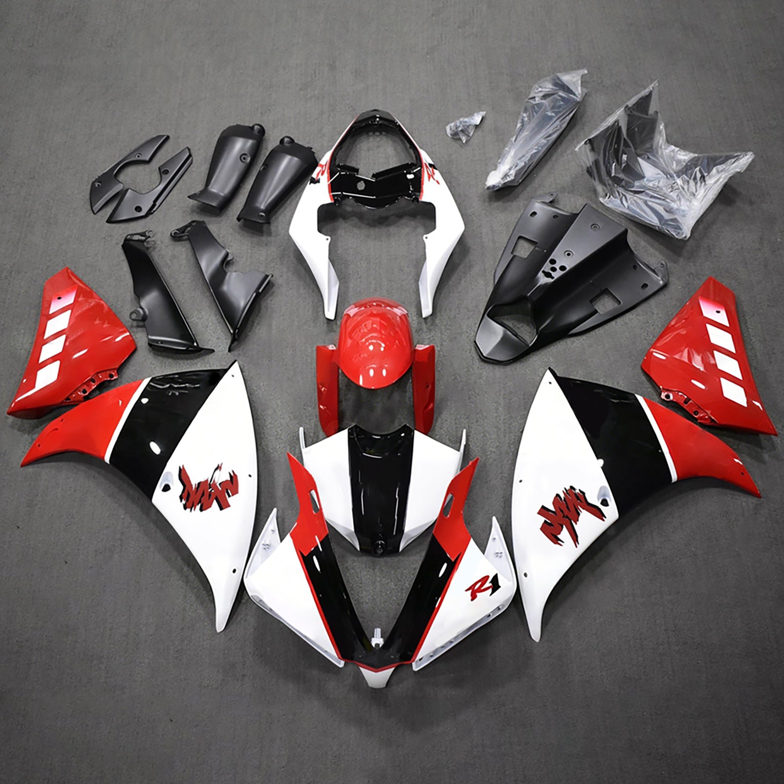 Amotopart 2009-2011 Yamaha YZF-R1 White/Red Fairing Kit