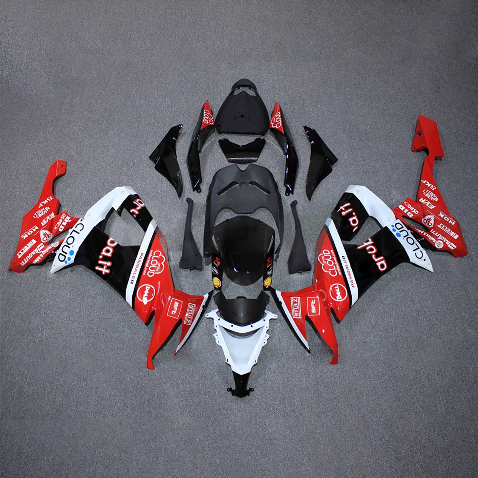 Amotopart 2008-2010 Kawasaki ZX10R Red Black White Fairing Kit