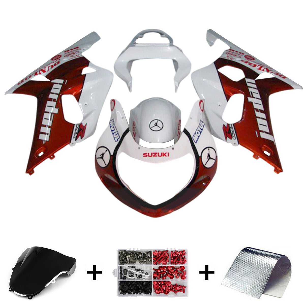 Amotopart 2000-2002 K1 K2 GSXR1000 Suzuki Kit de carénage rouge et blanc