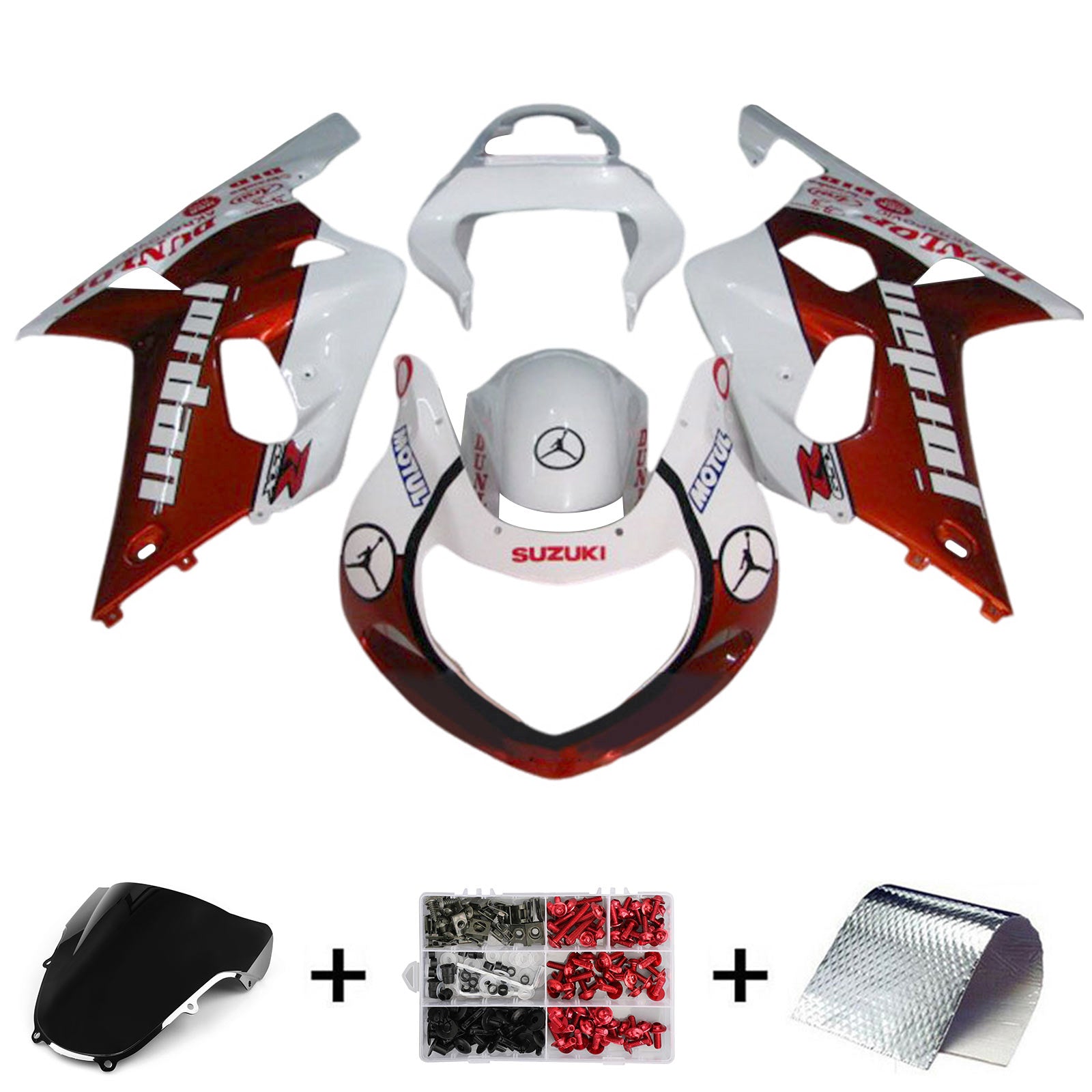 Amotopart 2000-2002 K1 K2 GSXR1000 Suzuki Kit de carenado rojo y blanco