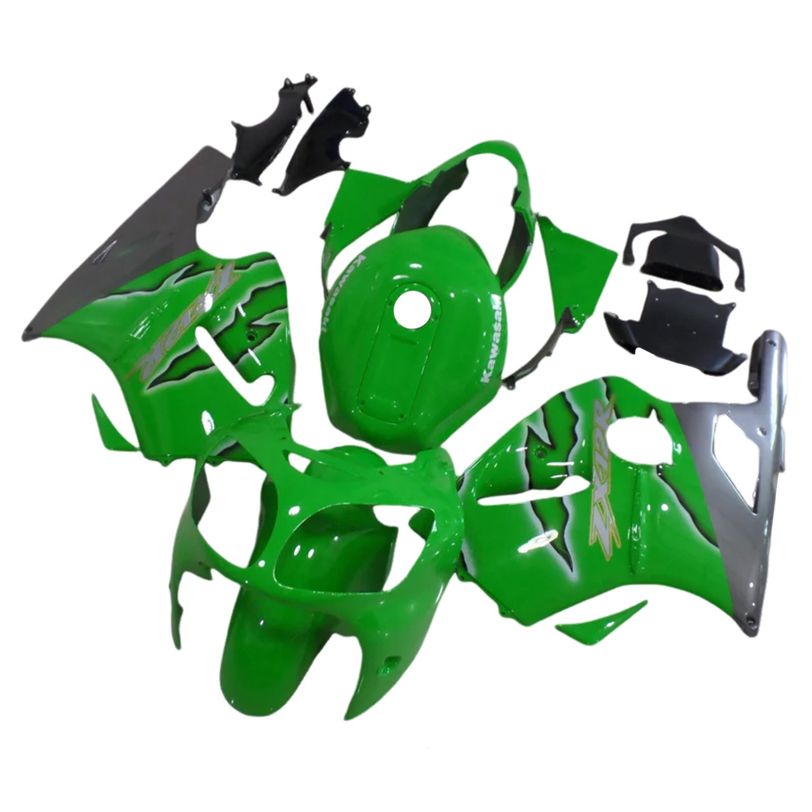 Amotopart 2000-2001 Kawasaki ZX12R Green Grey Fairing Kit