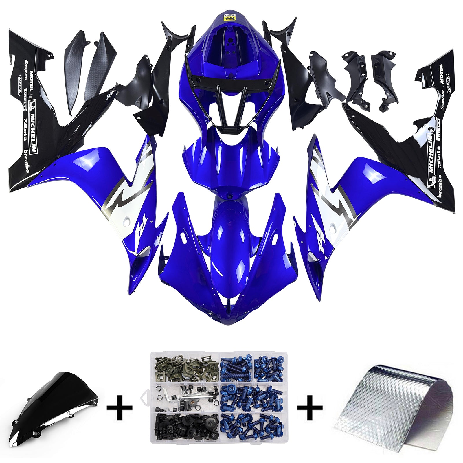 Amotopart 2004-2006 Yamaha YZF 1000 R1 Blue White Black Fairing Kit