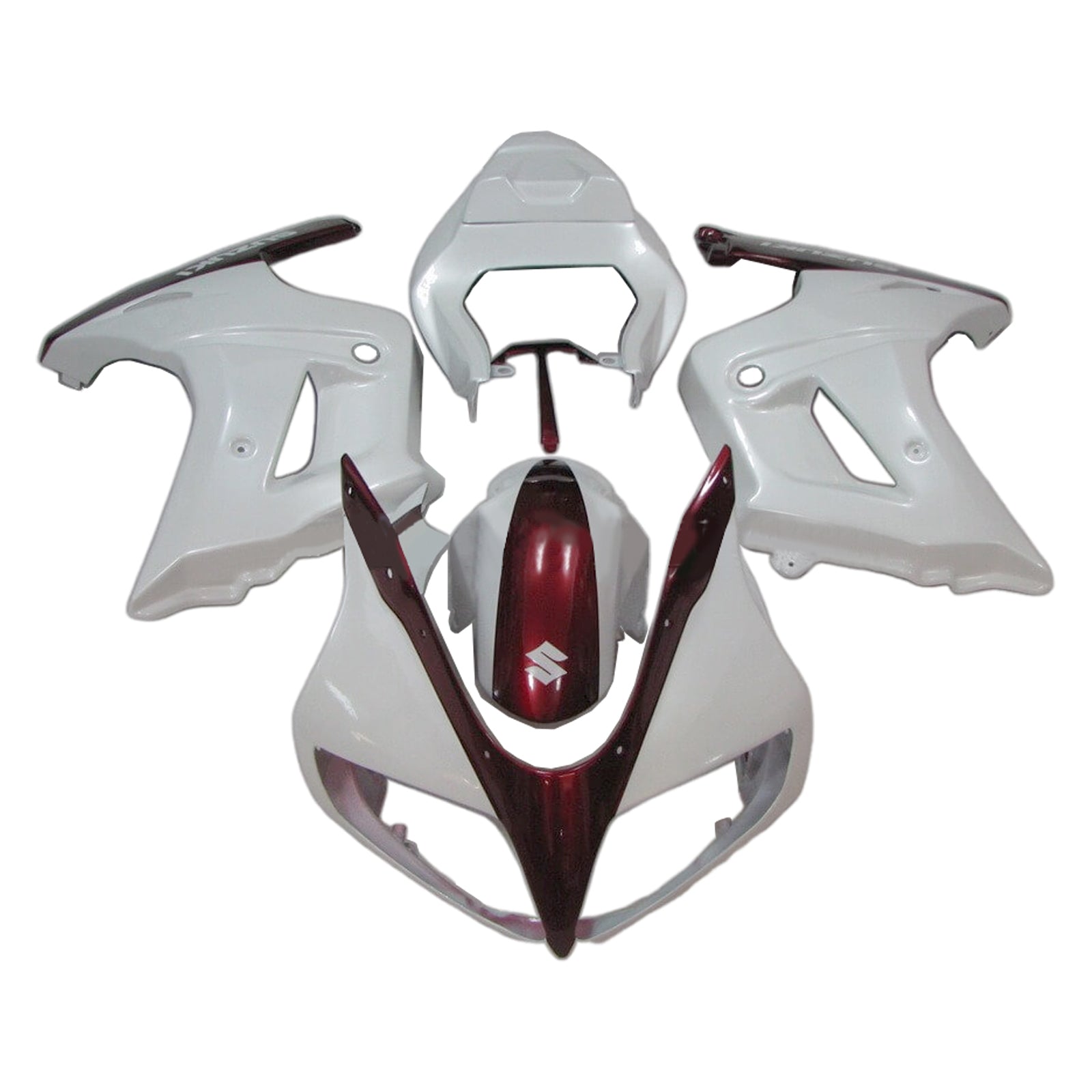 Amotopart 2003-2013 SV650 Suzuki Kit de carénage blanc brillant et rouge foncé