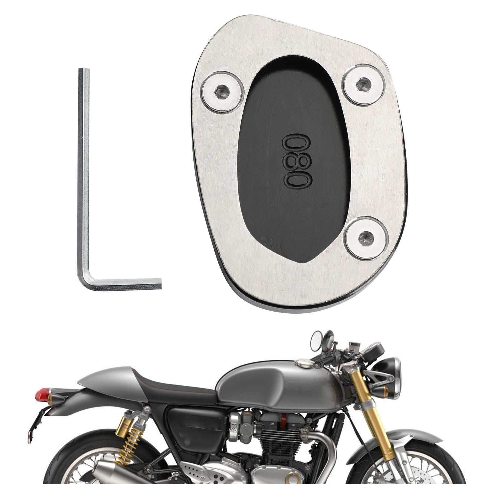 Piastra allargata per cavalletto laterale per Triumph Speed ​​Twin 1200 Thruxton 1200