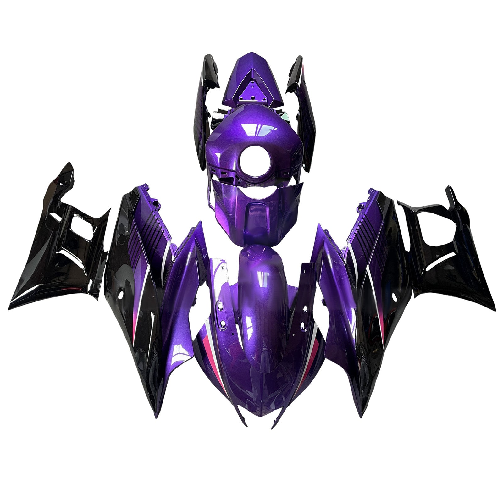 Amotopart 2019-2021 Yamaha YZF-R3 R25 Purple & Black Fairing Kit
