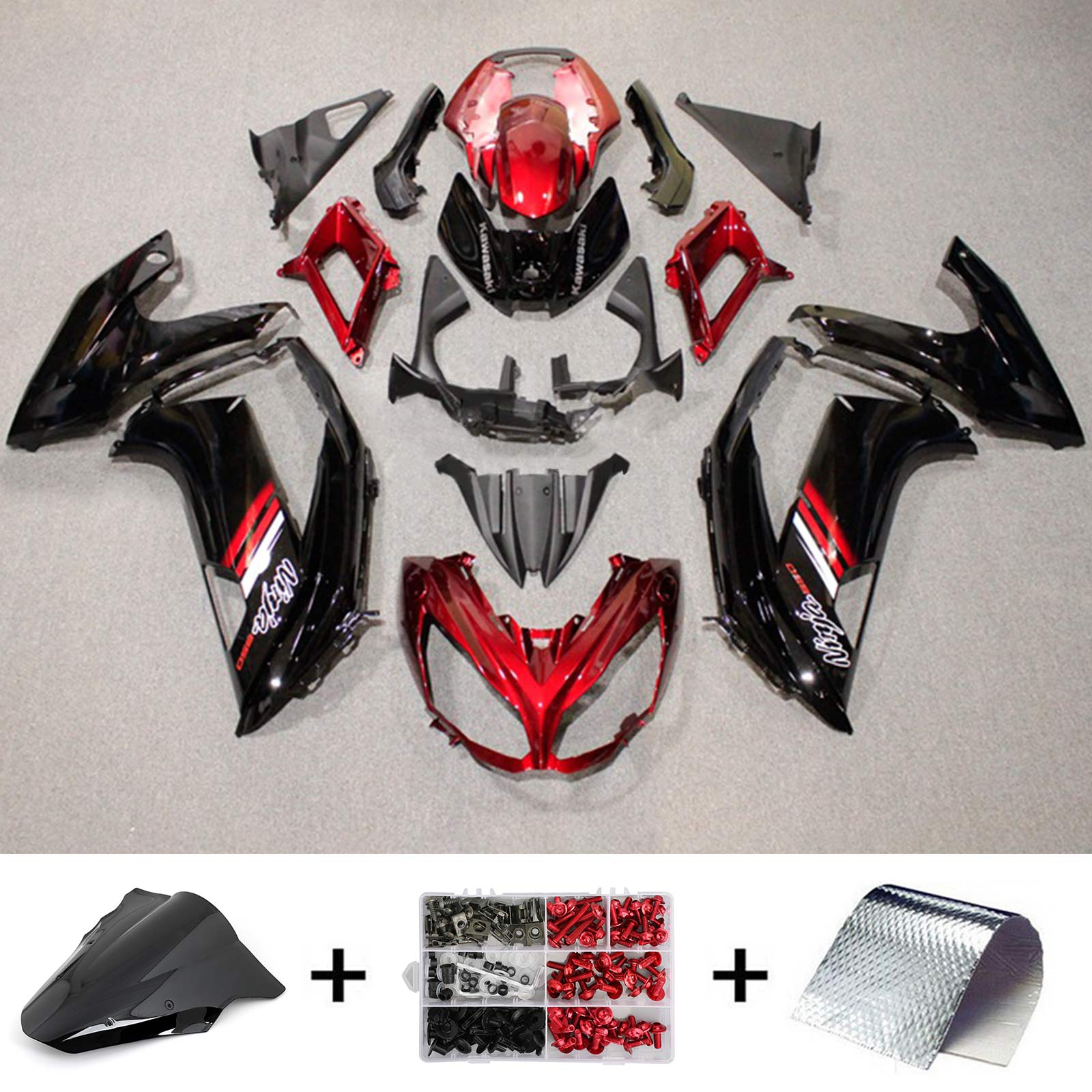 Amotopart 2012-2016 Kawasaki ER6F/Ninja650 Black Fairing Kit