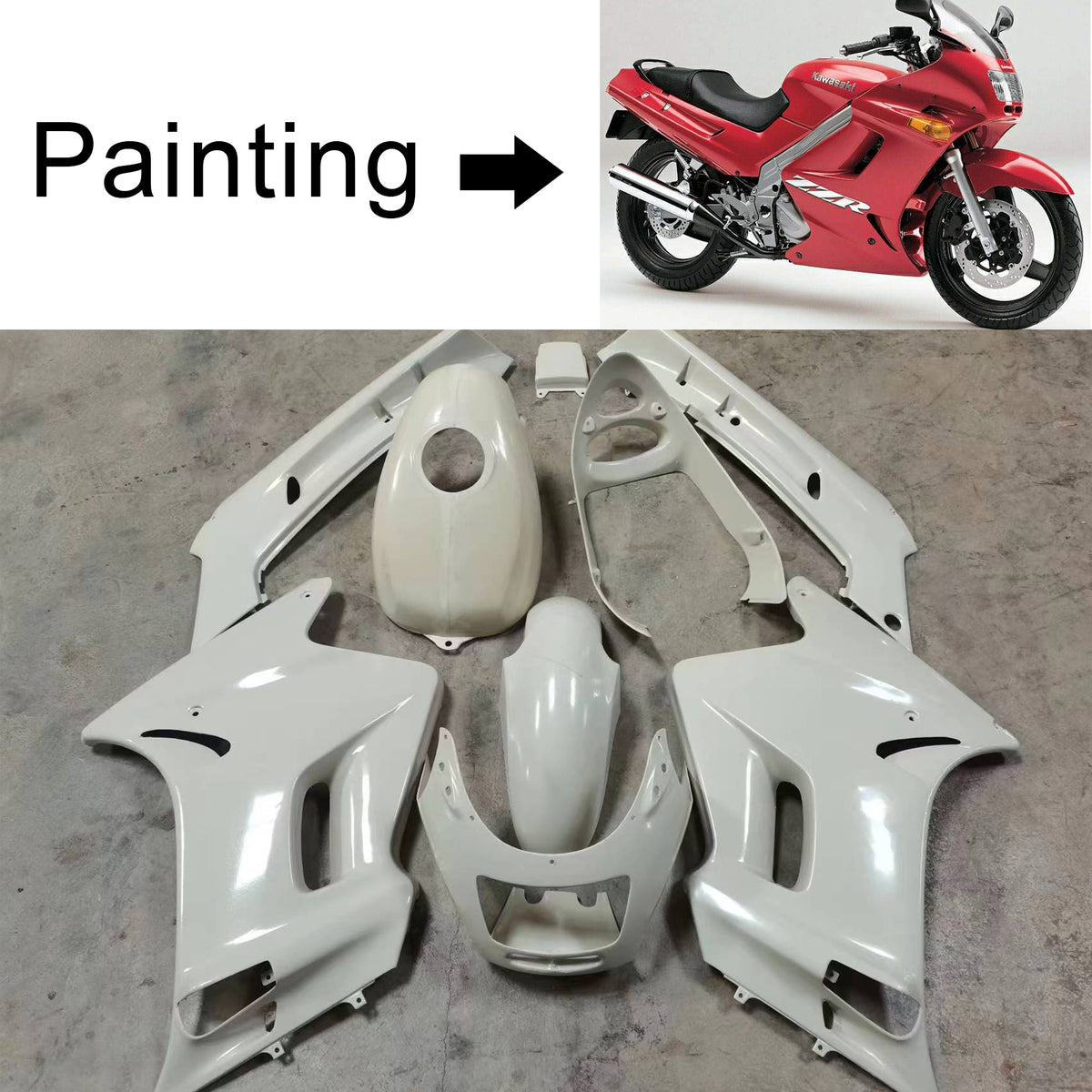 Amotopart 1996-2007 Kawasaki ZZR250 Red Fairing Kit