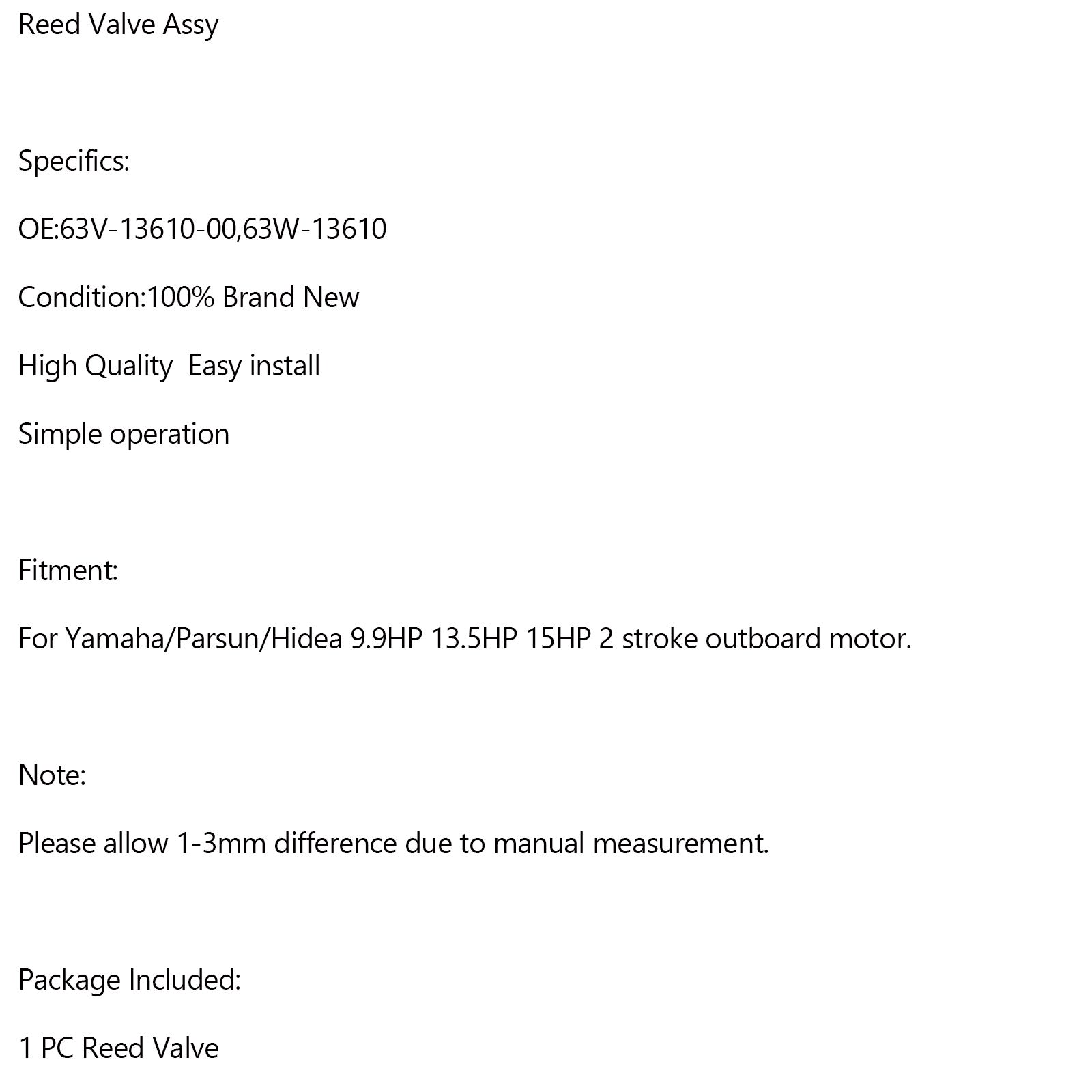 63V-13610-00 Membranventilbaugruppe 63W-13610 für Yamaha 2-Takt-Außenbordmotor 9,9 PS 15 PS