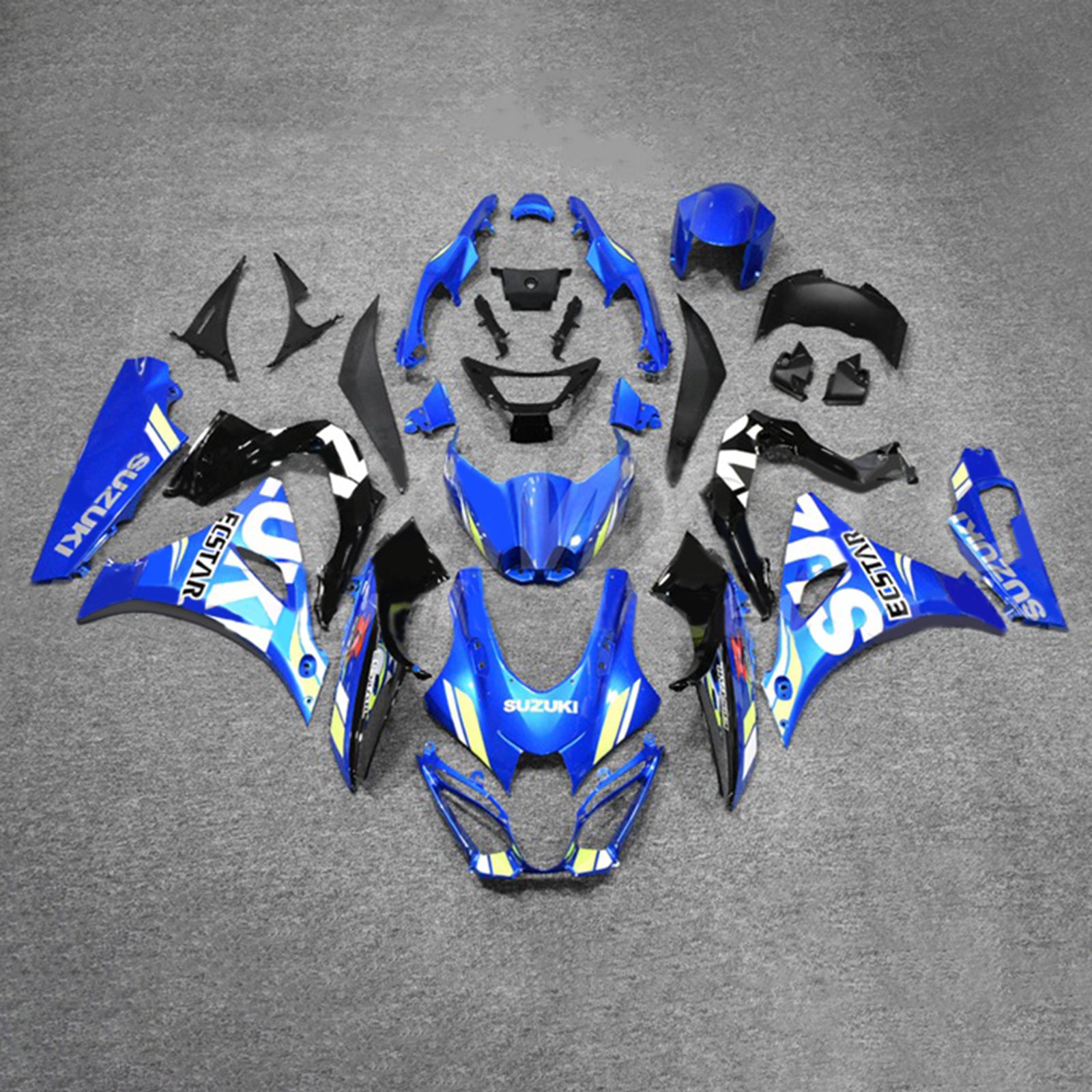 Amotopart 2017-2024 K17 GSXR1000 Suzuki Kit de carénage noir et bleu Style2