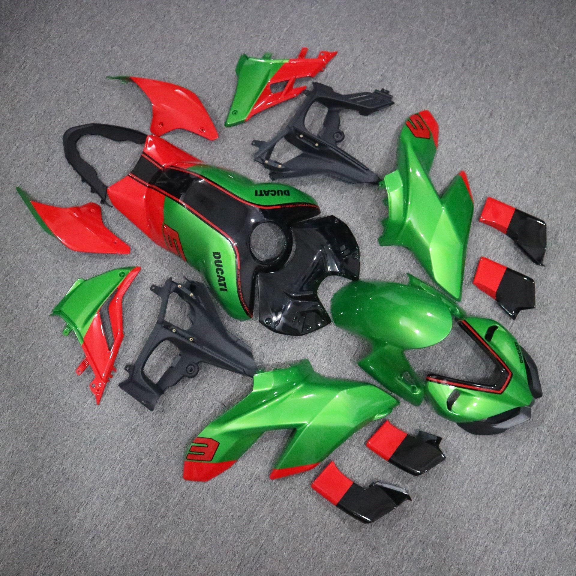 Amotopart 2020-2023 Ducati Street Fighter V4 Silvery Green Red airing Kit