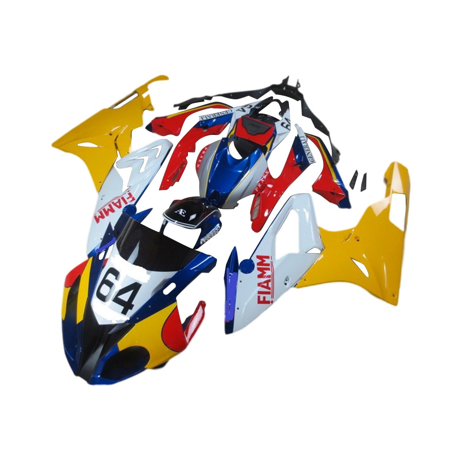 Amotopart BMW S1000RR 2017-2018 Kit de carénage bleu et jaune Style2