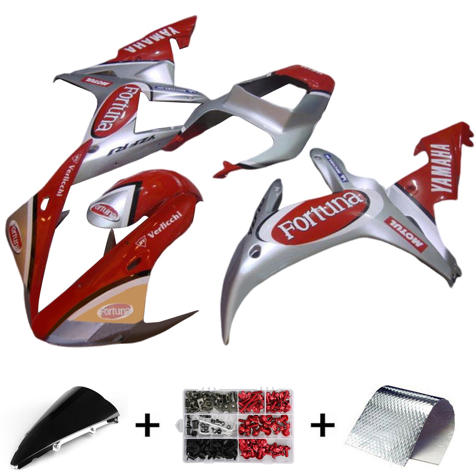 Amotopart 2002-2003 Yamaha YZF R1 Red Silver Fairing Kit