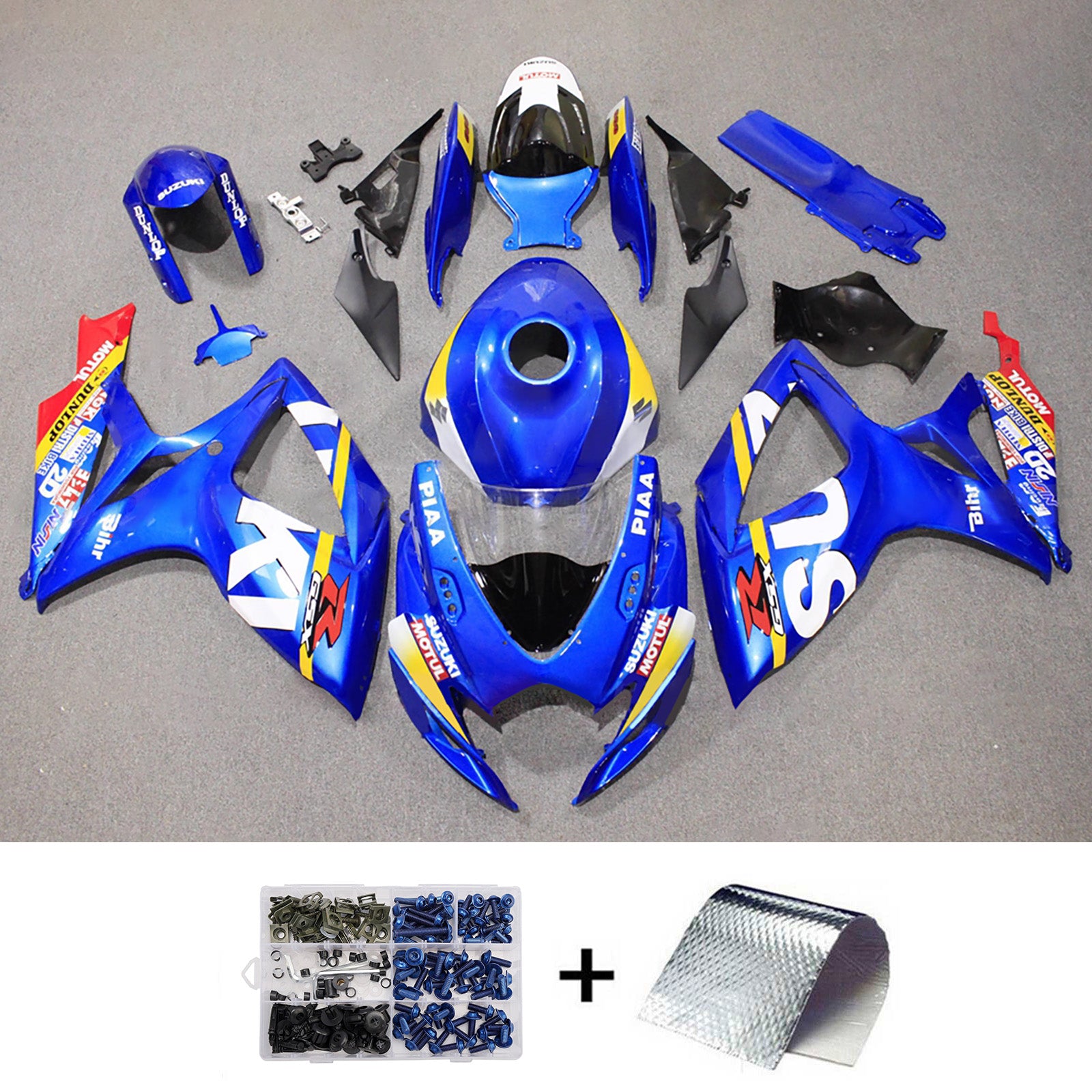 Amotopart 2006–2007 Suzuki GSXR 600/750 weiß-blaues Verkleidungsset