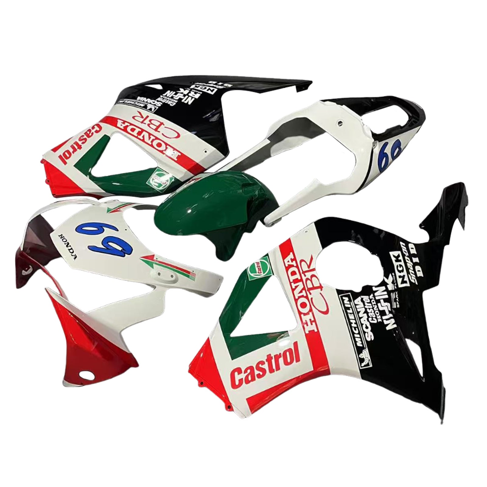 Amotopart 2002-2003 Honda CBR954 White Green Red Line Fairing Kit