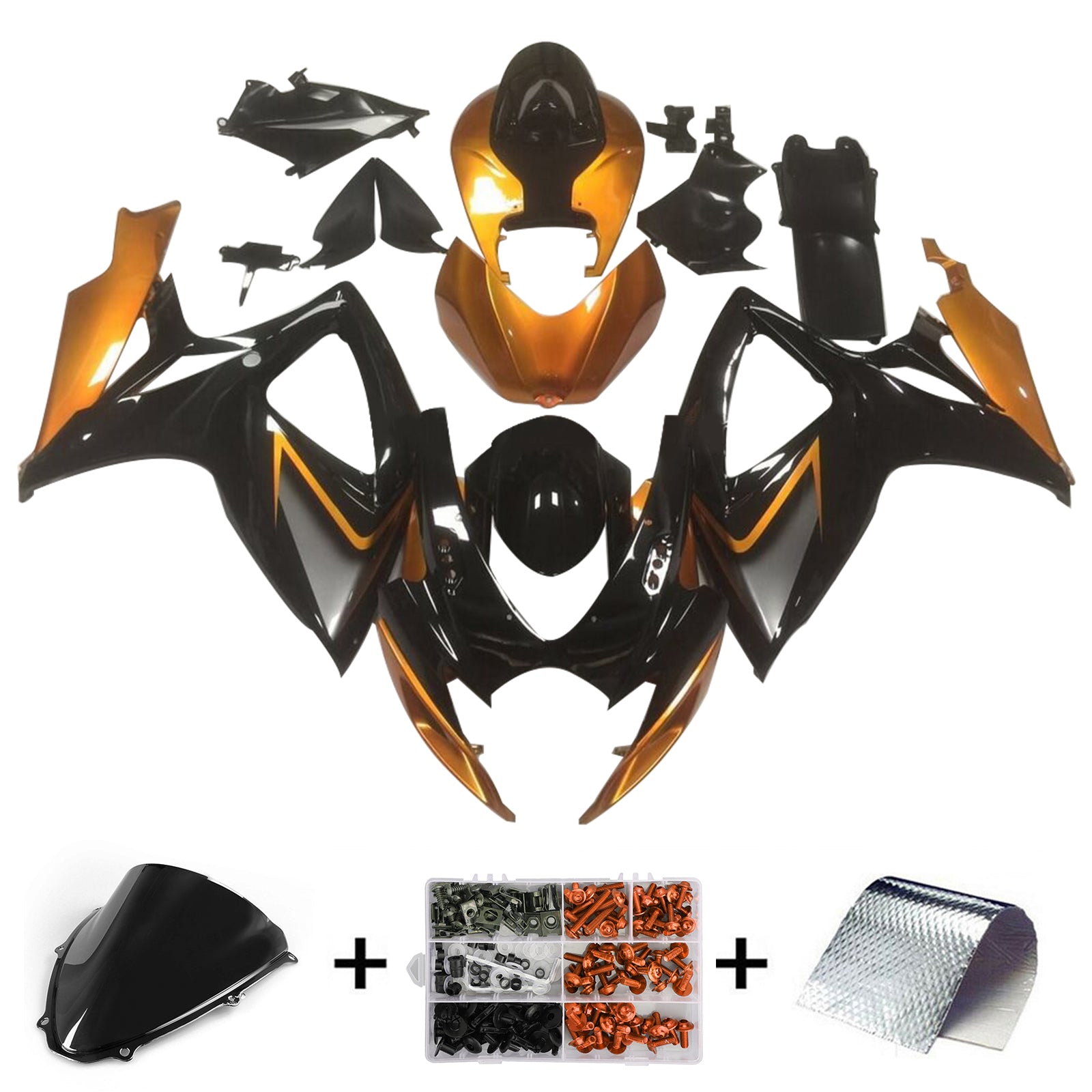 Amotopart 2006-2007 K6 GSXR 600/750 Suzuki Black&Gloss Orange Fairing kit