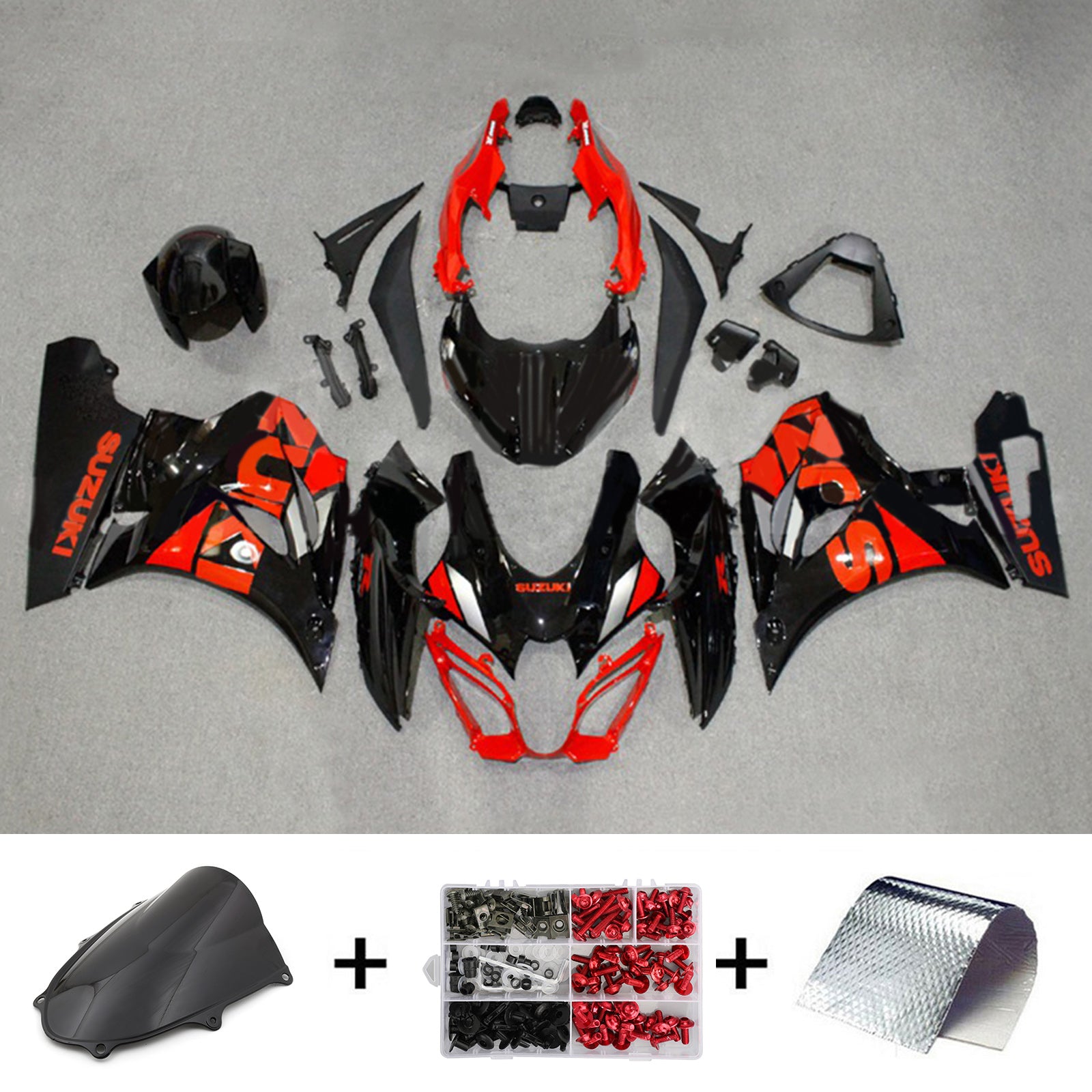 Amotopart 2017-2024 K17 GSXR1000 Suzuki Black&Red Style6 Fairing Kit