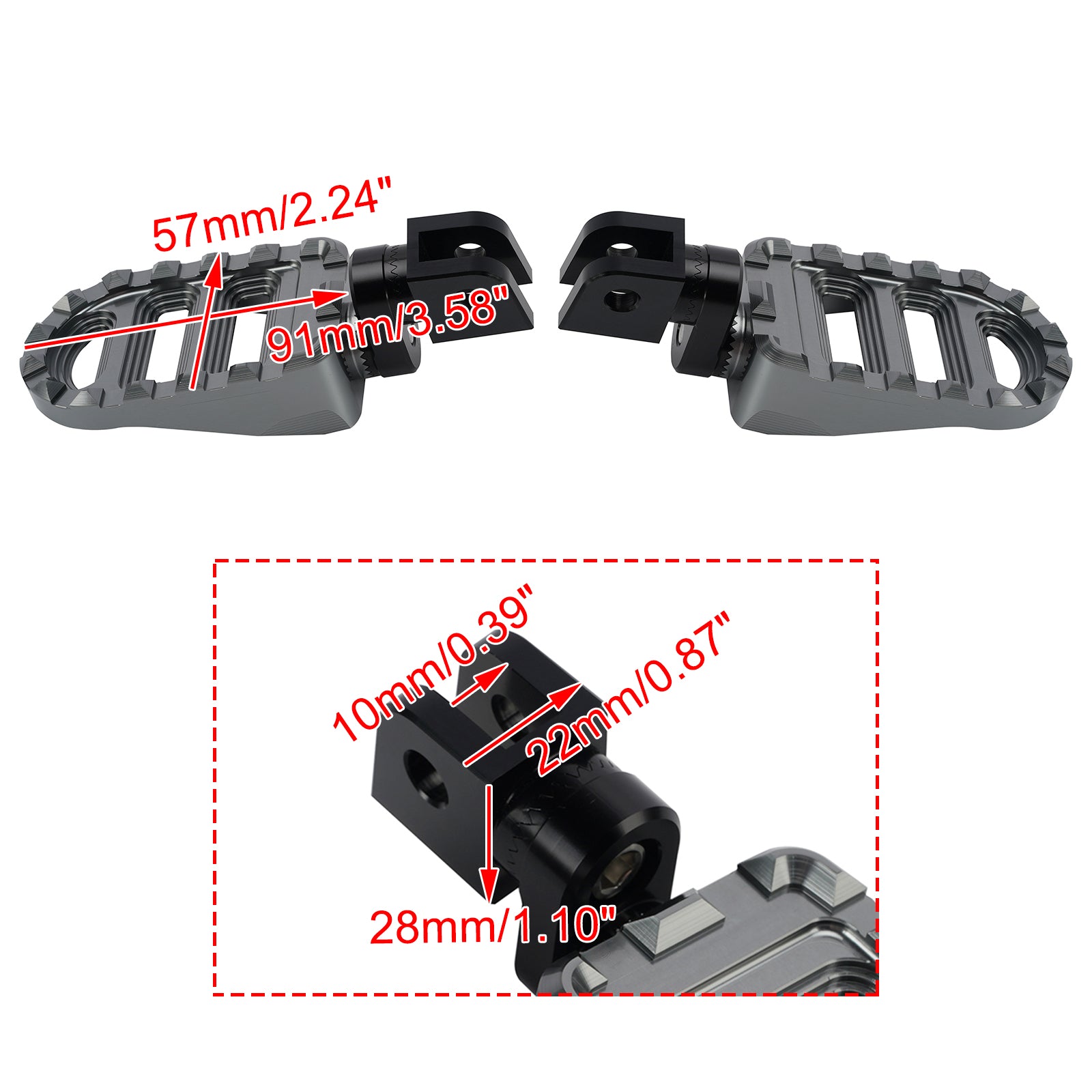2016-2025 Honda NC750X NC750S Front Footrests Foot Pegs Gray