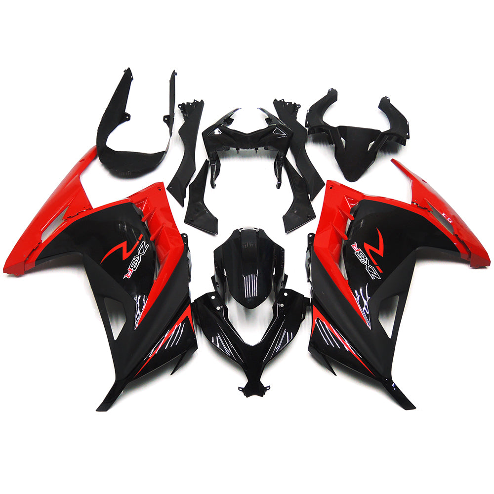 Amotopart Kawasaki EX300/Ninja 300 2013-2023 Kit de carenado Style1 rojo y negro