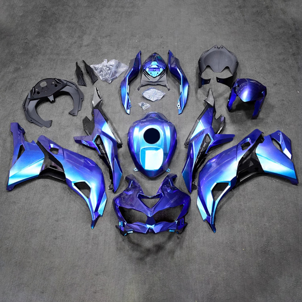 Amotopart 2019-2024 Ninja ZX-25R ZX-4R ZX-4RR Kawasaki Kit carena blu lucido