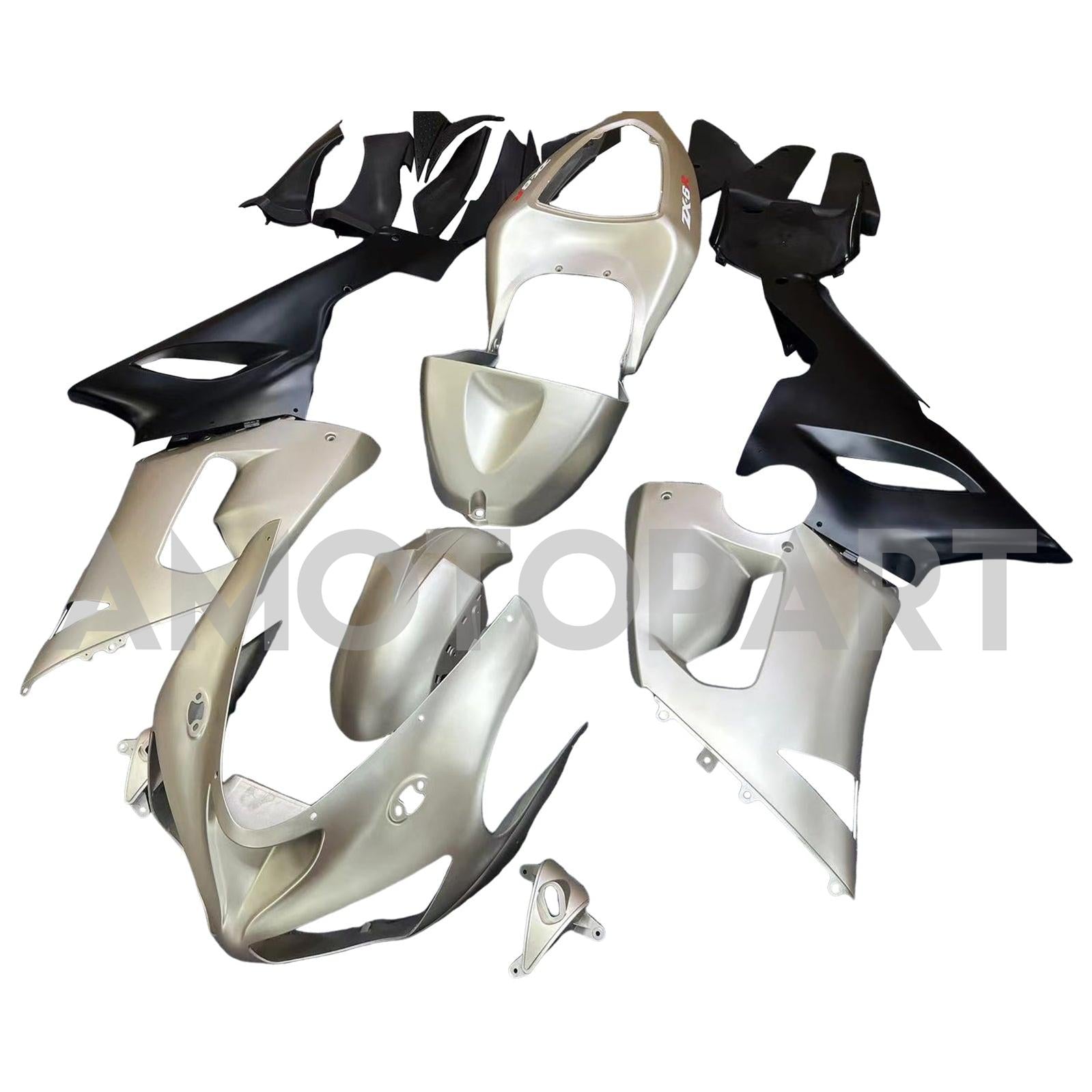 Amotopart 2005-2006 Kawasaki ZX6R 636 Sliver Fairing Kit