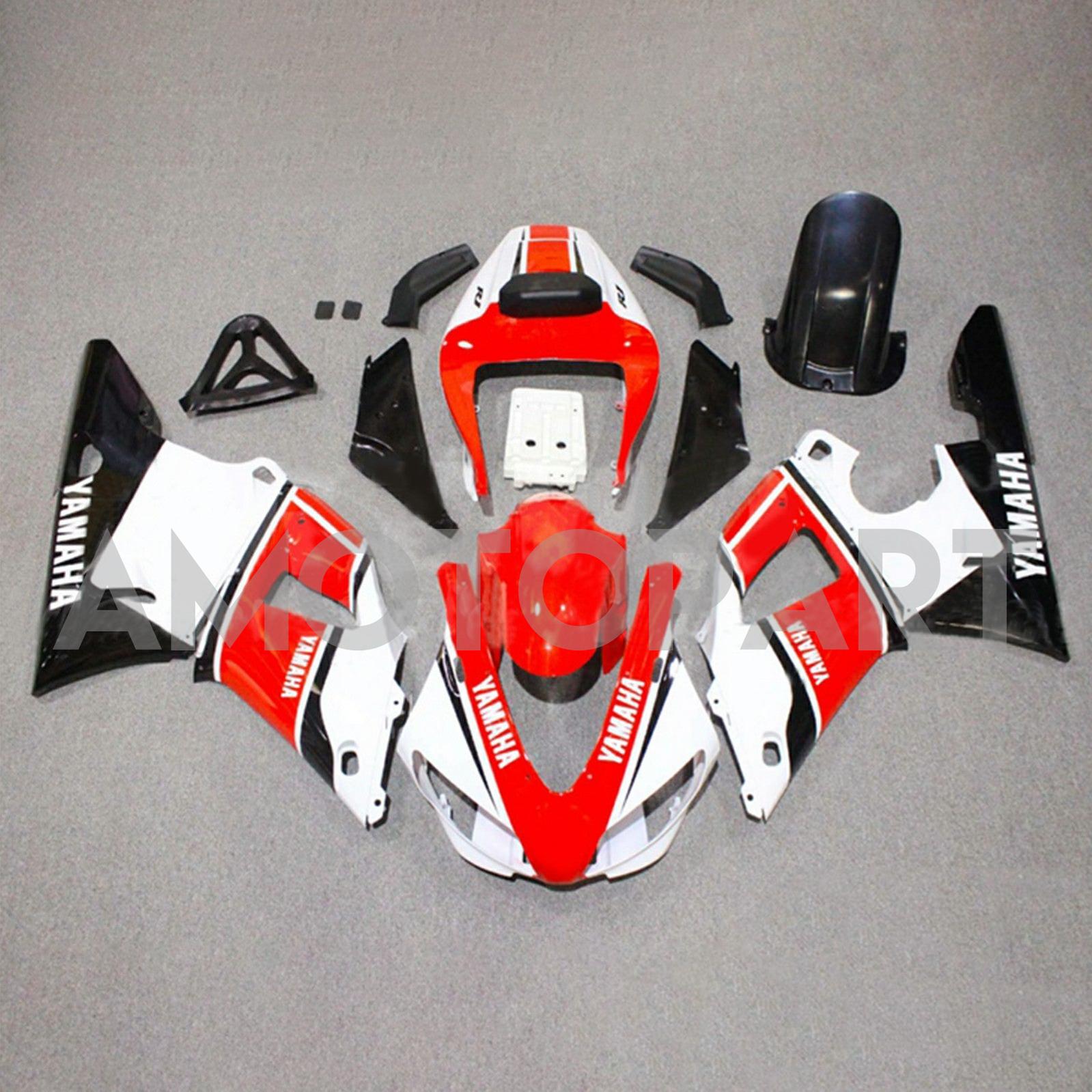 Amotopart 1998-1999 Yamaha YZF 1000 R1 Red&White Style3 Fairing Kit
